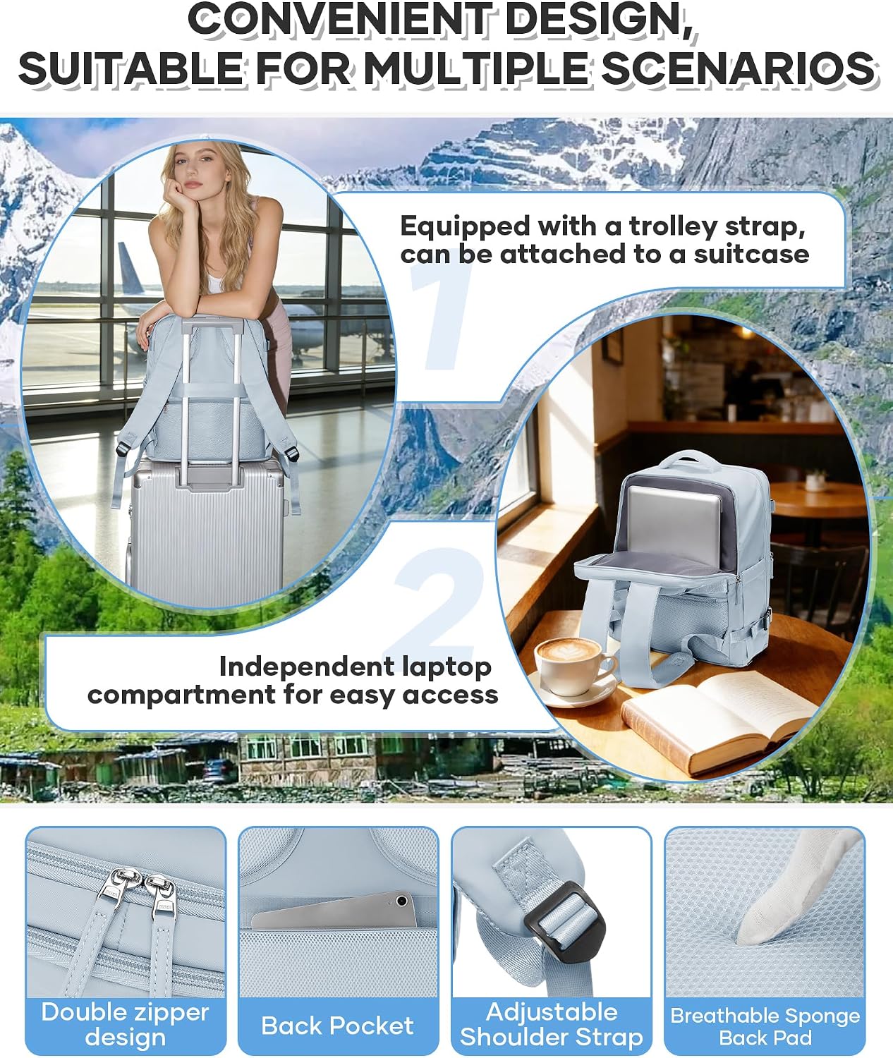 Detalle de BJLFS Zaino Ryanair 40x30x20 Sottovuoto con pompa – Bagaglio a mano impermeabile, compatto e versatile
