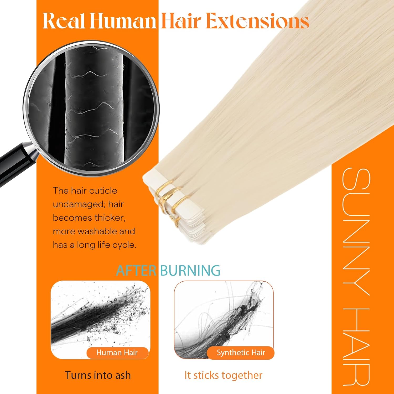 Thumbnail 6 de Sunny Hair Blonde Tape-In Extensions (Remy Human Hair), 28 inch, 20 pcs / 50g