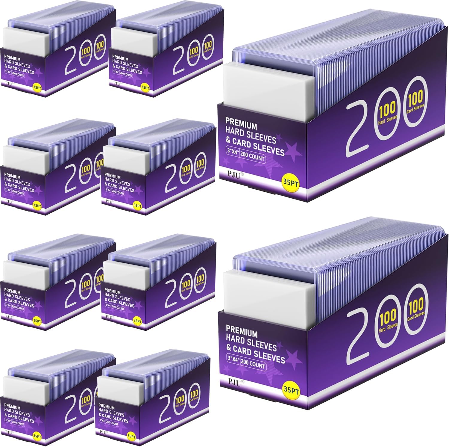 Thumbnail 6 de 200 Card Sleeves Hard Plastic Premium Baseball Card Sleeves (3" x 4"), 100 Hard + 100 Soft Sleeves