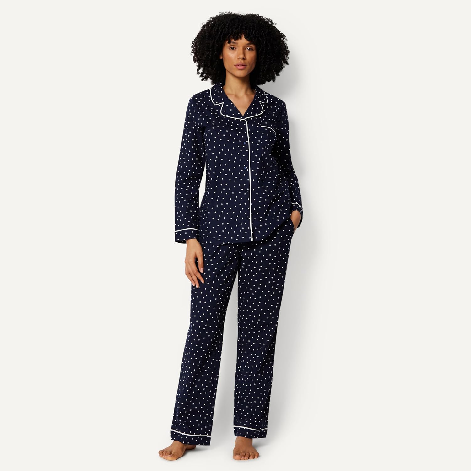 Detalle de Amazon Essentials Women's Cotton Stretch Poplin Pajama Set (Long Sleeve)