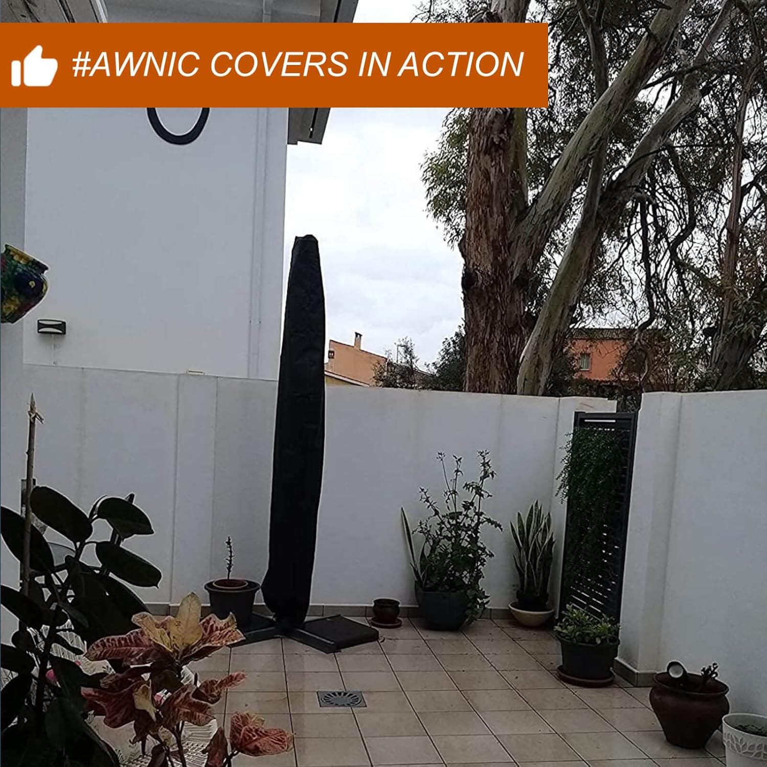 Thumbnail 6 de Awnic Heavy Duty Garden Parasol Cover (420D Oxford, waterproof with zip) – Black, fits up to 11ft