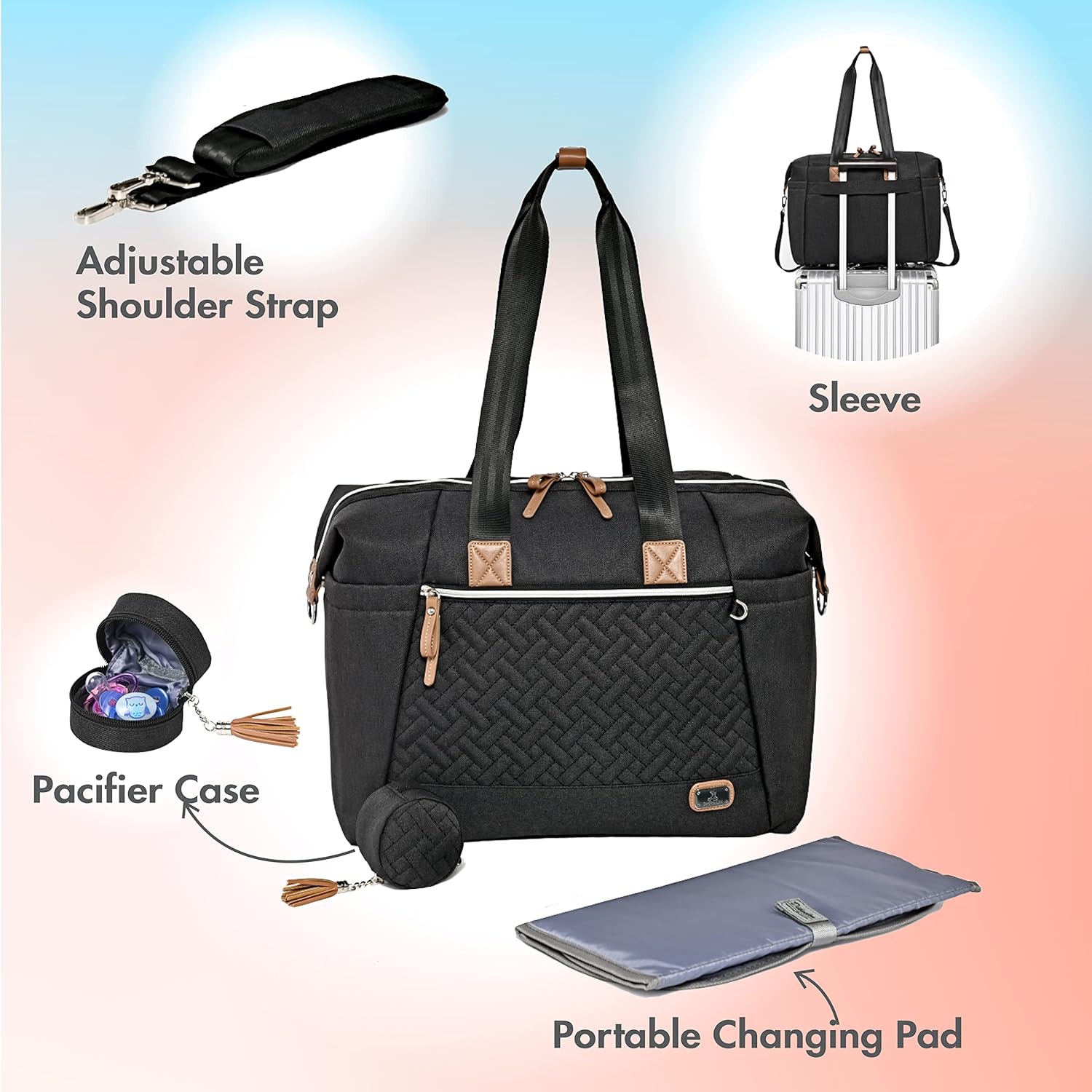 Thumbnail 1 de Borsa fasciatoio Dikaslon per neonati con porta ciuccio, fasciatoio portatile e tracolla regolabile