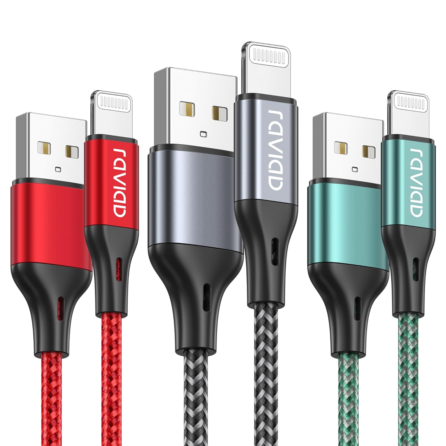 Detalle de RAVIAD Cable Cargador iPhone 2M 3Pack MFi