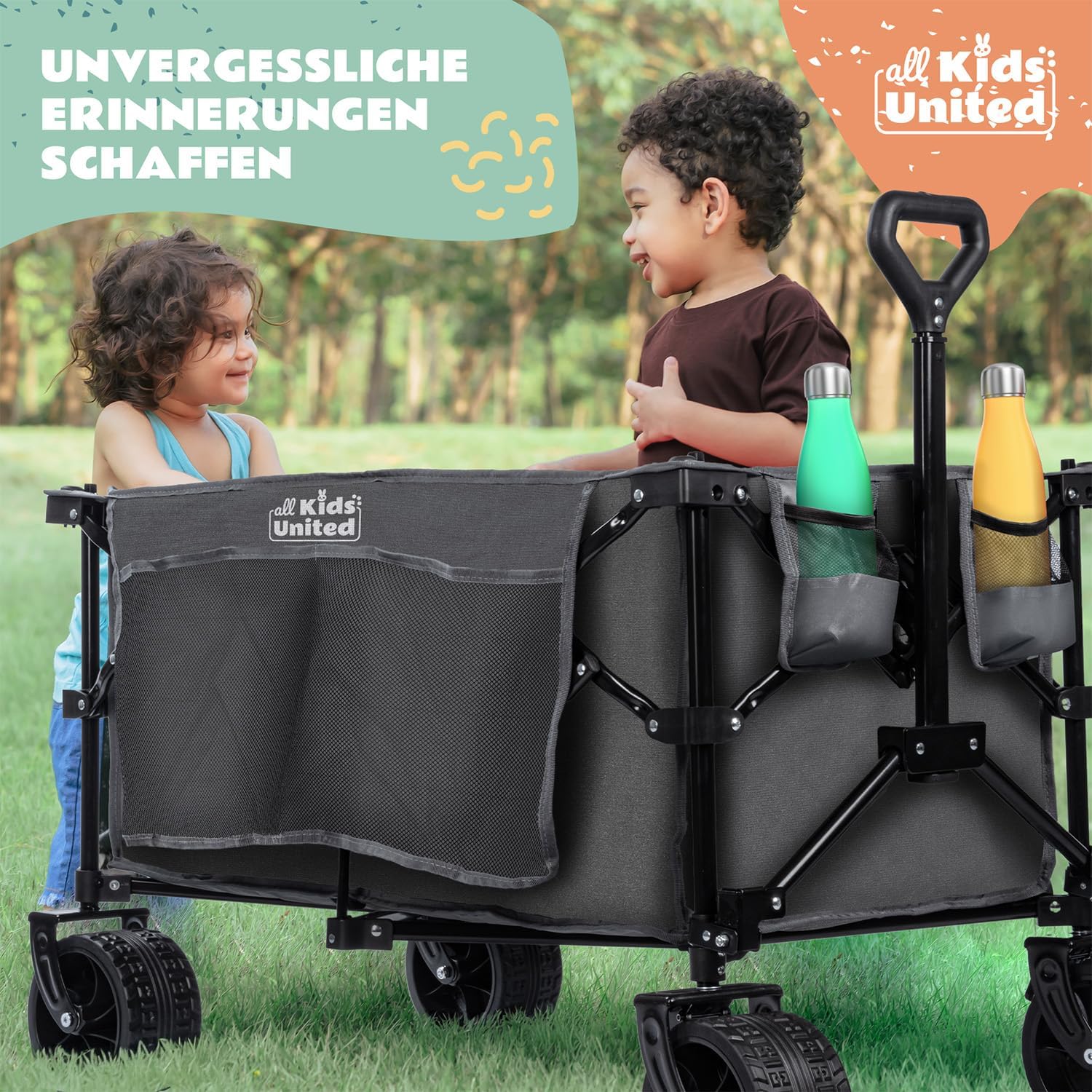 Thumbnail 3 de all Kids United faltbarer Bollerwagen Handwagen Transportkarre (Strand-Buggy) – grau, bis 90 l & 150 kg