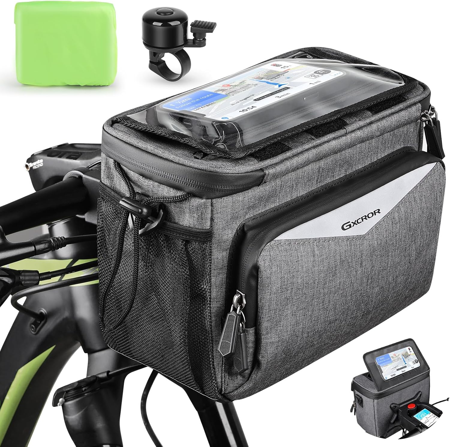 Thumbnail 6 de GXCROR Lenkertasche Fahrrad 5.5L – Wasserdicht, Touchscreen-Handyhalterung & 3-in-1 Montage