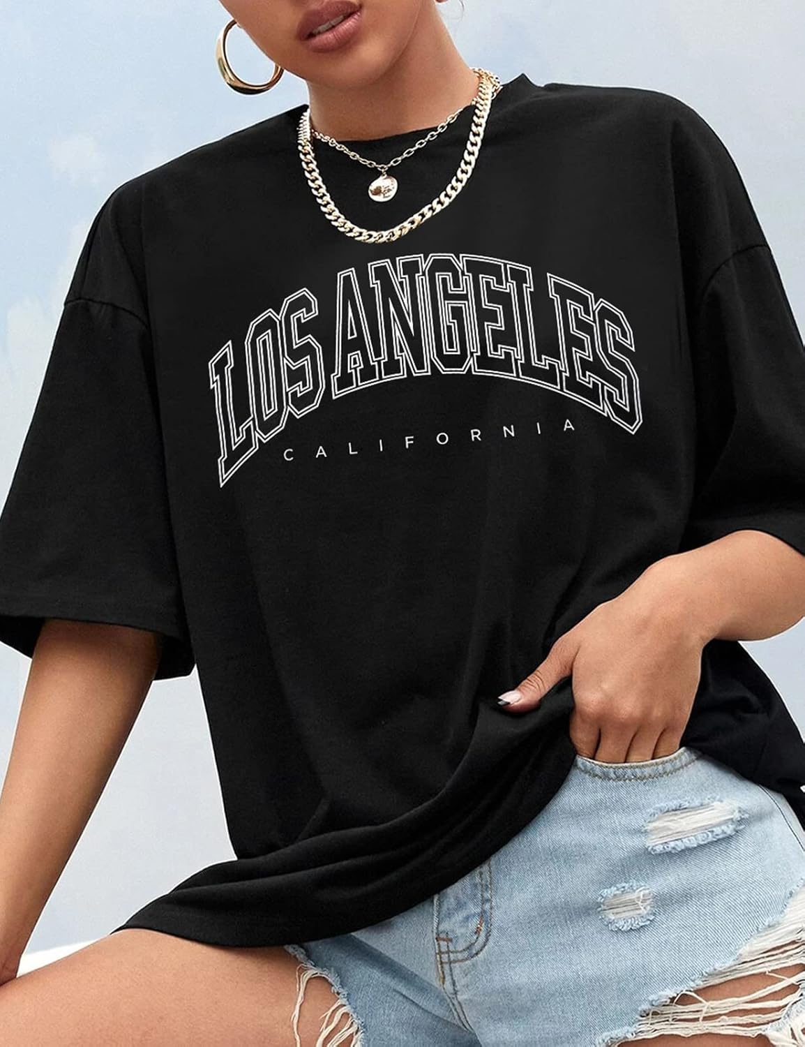 Thumbnail 2 de Niwicee Damen T-Shirt – Lose Rundhals Baumwolle, sommerliches Basic Top