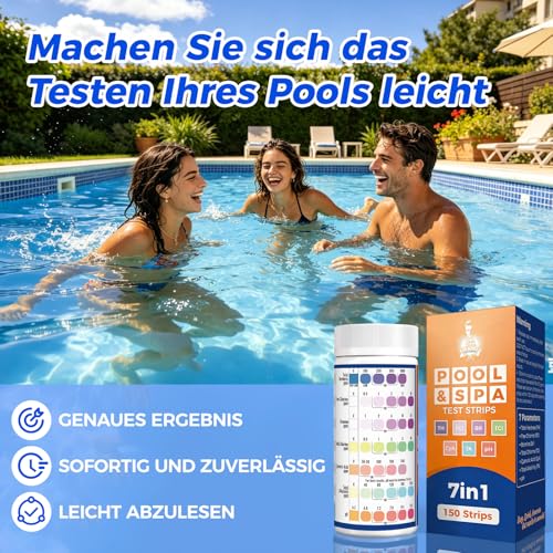 Thumbnail 5 de Dr.Tim.Wang 7 in 1 Pool Teststreifen – 150 Stück für Pool, Whirlpool & Spa