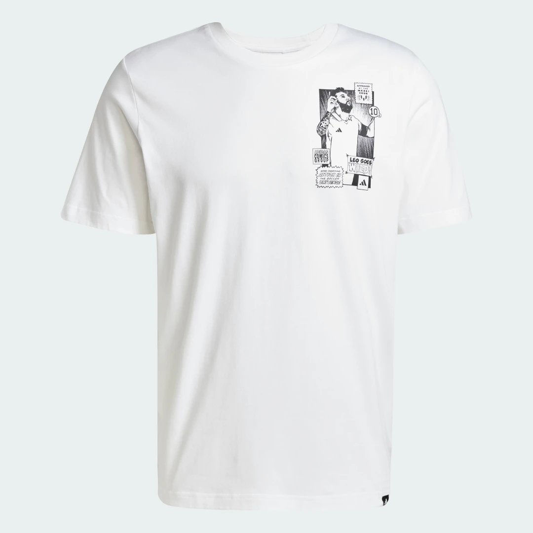 Detalle 2 de adidas Messi Icon Graphic T-Shirt blanca, camiseta casual con gráfico de Messi