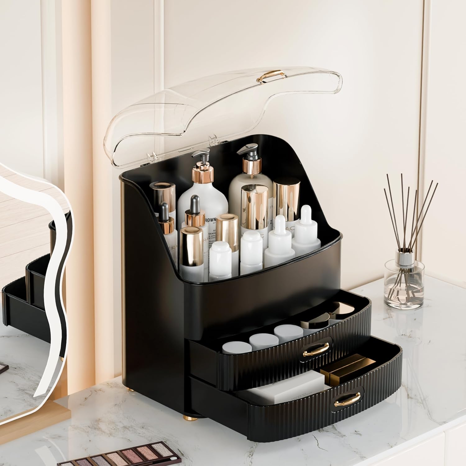 Detalle 2 de Lurcns Makeup Organiser with Drawers: A Practical Vanity Storage Solution