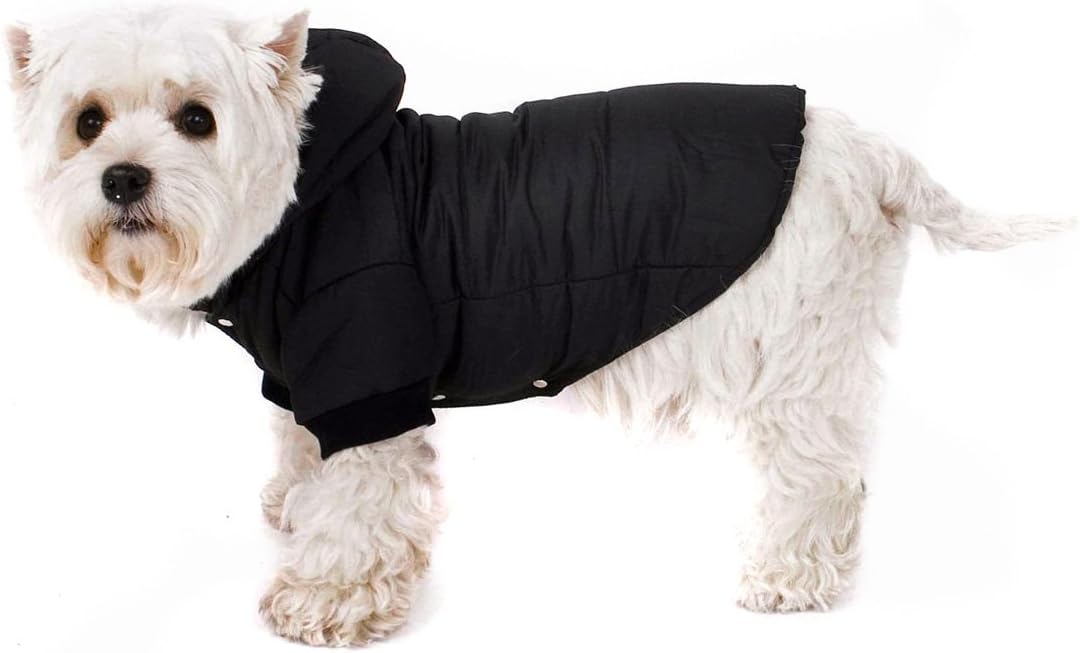 Thumbnail 3 de Manteau Noir pour chien avec capuche (taille S / 27 cm) – veste chic et anorak pour les sorties
