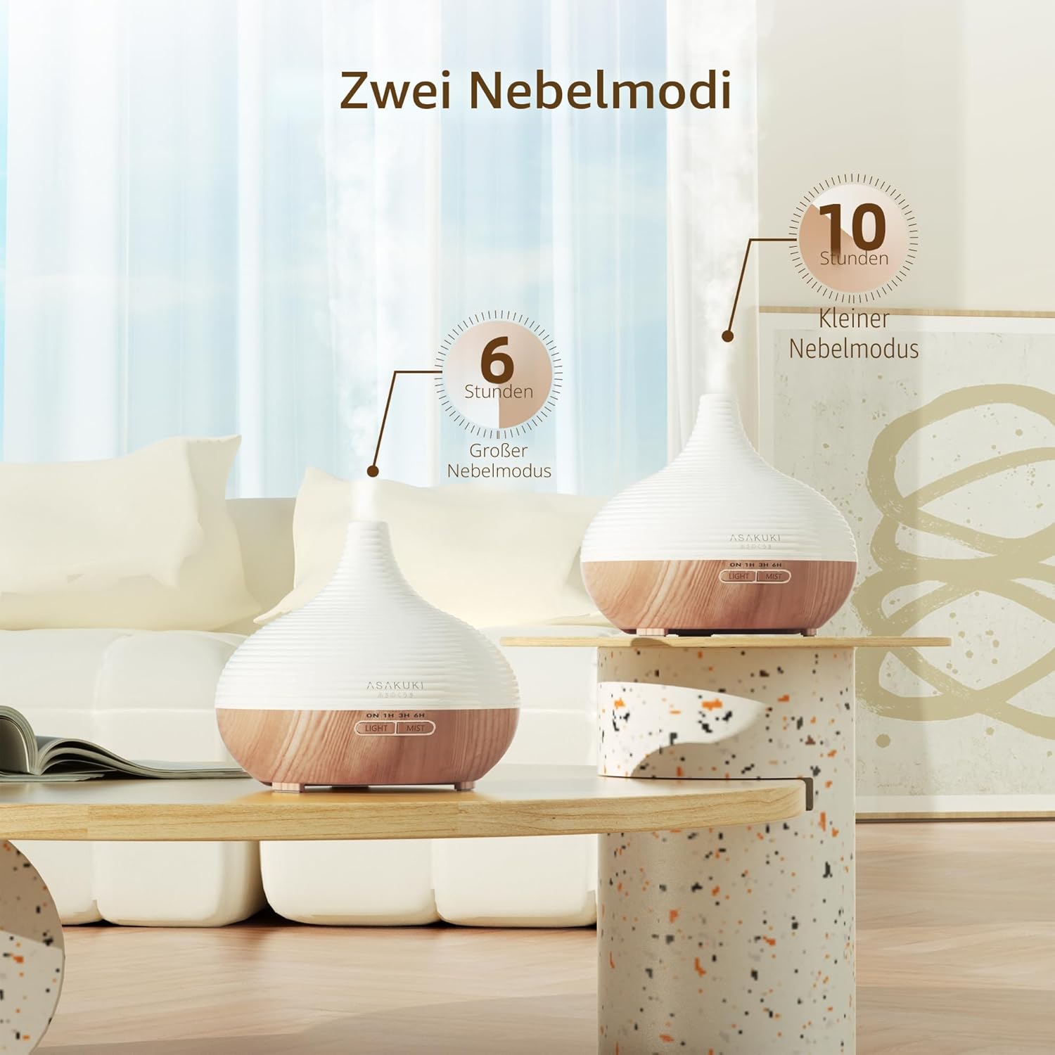 Detalle 2 de ASAKUKI 300ml Aroma Diffuser – Ultraschall-Diffusor