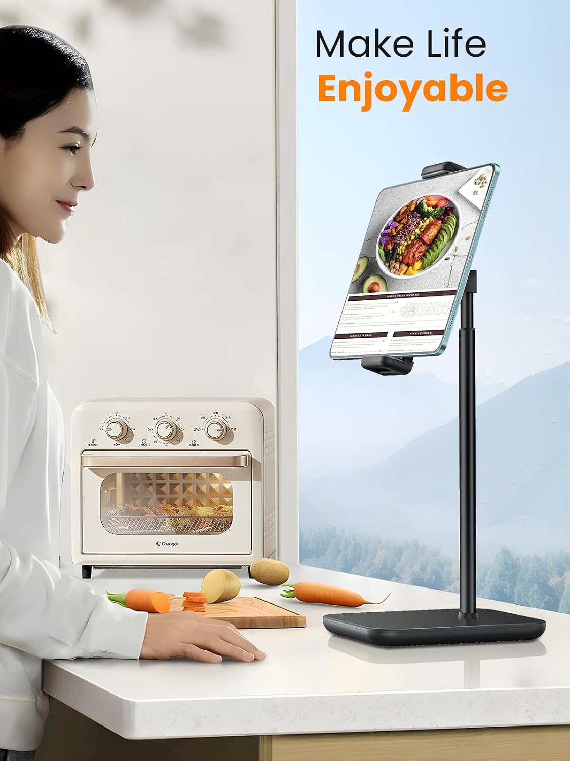 Thumbnail 6 de Tounee Höhenverstellbarer Tablet Ständer – flexible Höhe bis 45,7 cm, Tragfähigkeit bis 1,6 kg, kompatibel mit iPad Pro 12.9, Surface Pro & mehr – Schwarz