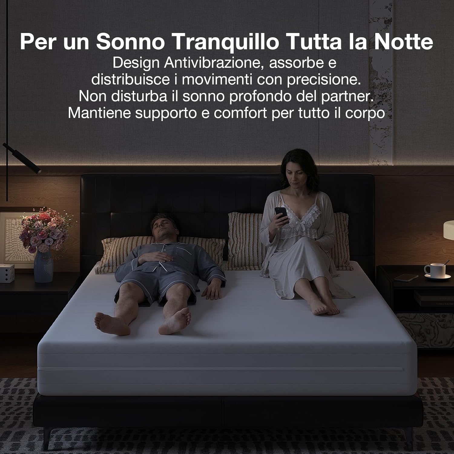 Thumbnail 6 de Novilla Materasso 160x190: materasso matrimoniale in schiuma di fibra di bambù a onde 7 zone, 18 cm, durezza media