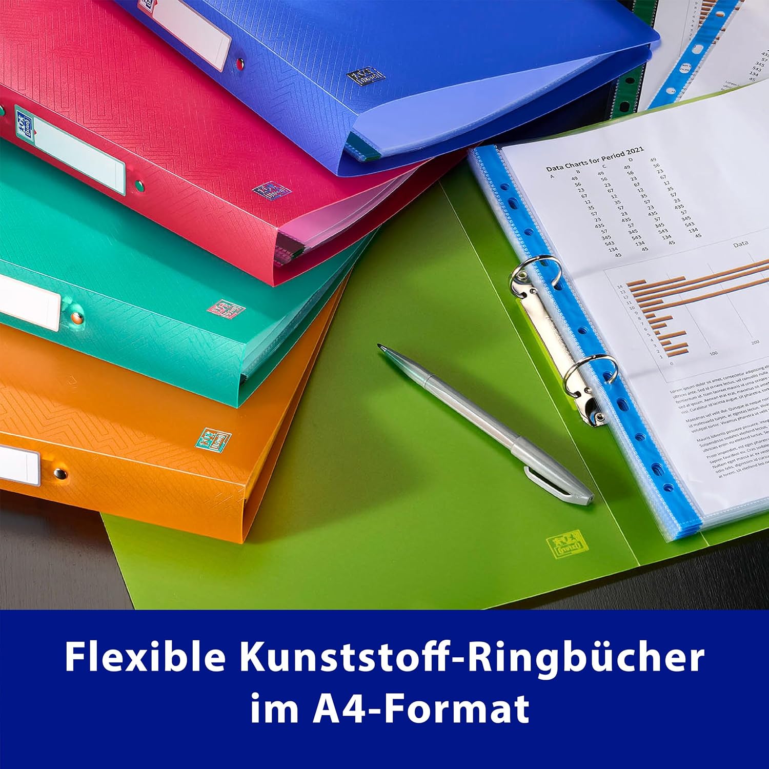 Thumbnail 6 de Oxford URBAN Ringbuch A4, 2 cm Rücken, transluzent, 10 Stück – 8 Farben