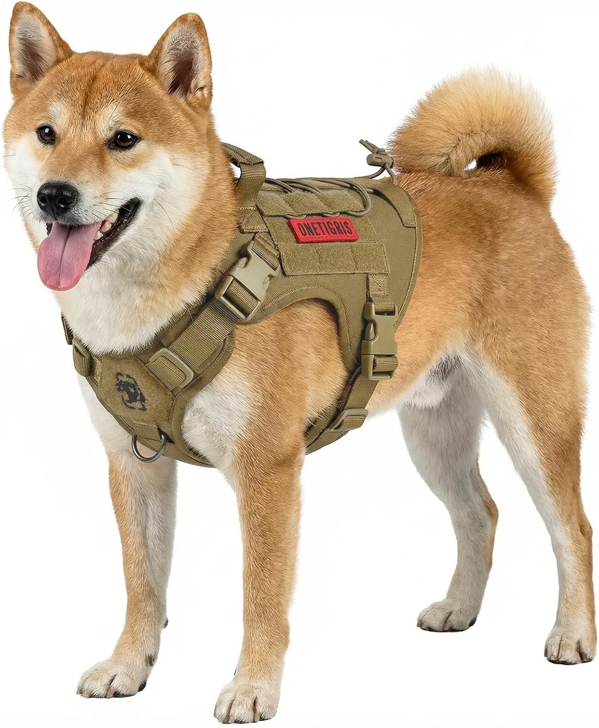 Detalle 2 de OneTigris Fire Watcher – Harnais tactique pour chien taille L, cordage nylon 1000D et poignée