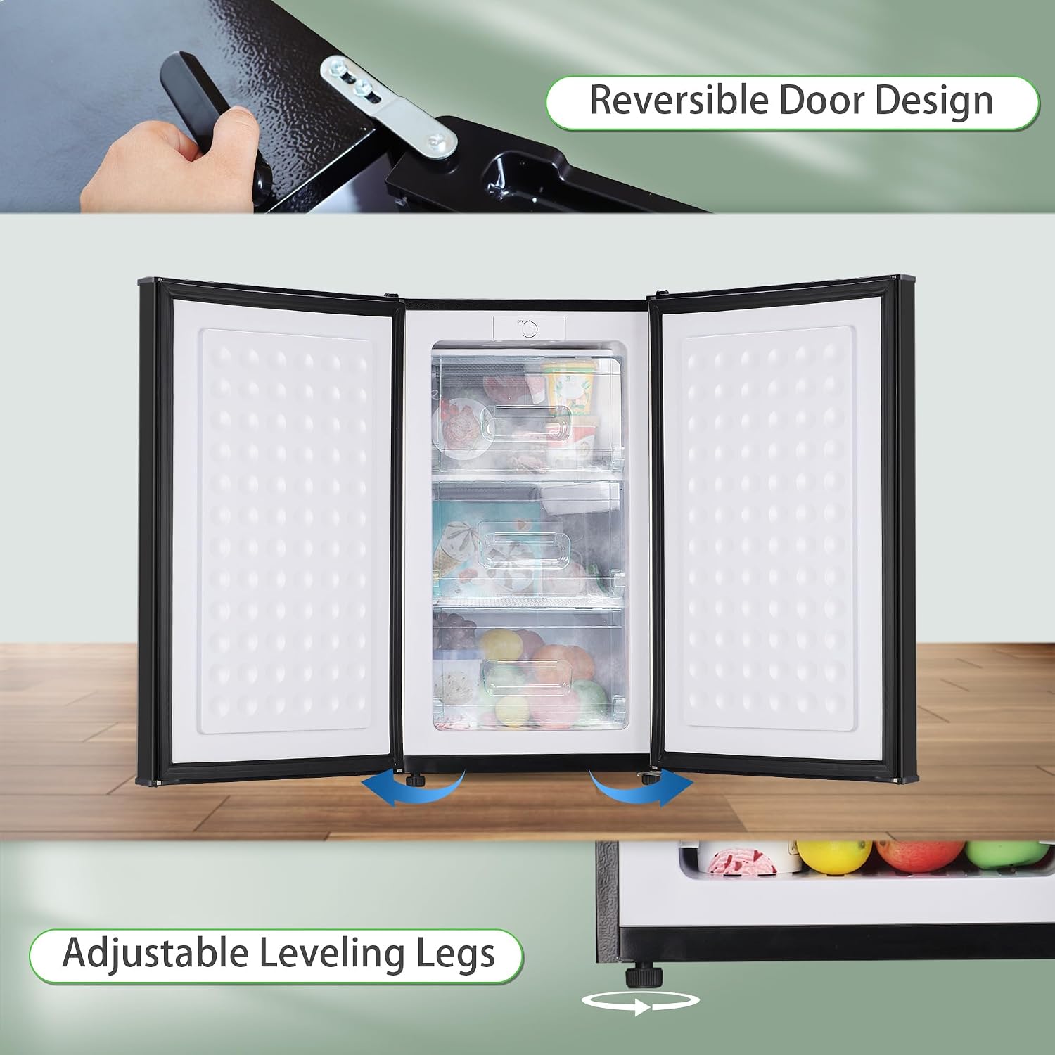 Detalle de Maine BD-80U-B-X03 3.6 Cu. Ft. Upright Freezer, Reversible Door
