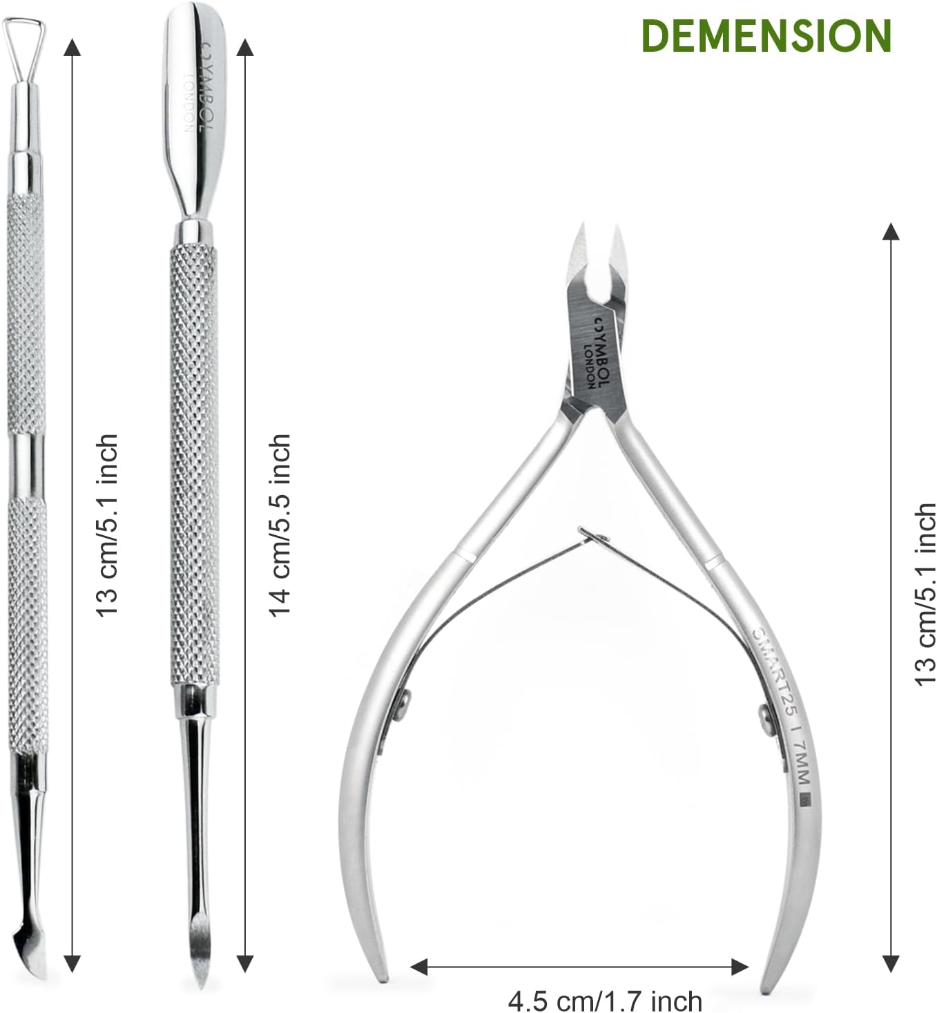 Detalle de Cuticle Nippers Set – Professional Cuticle Remover & Cuticle Pusher Kit by SYMBOL LONDON