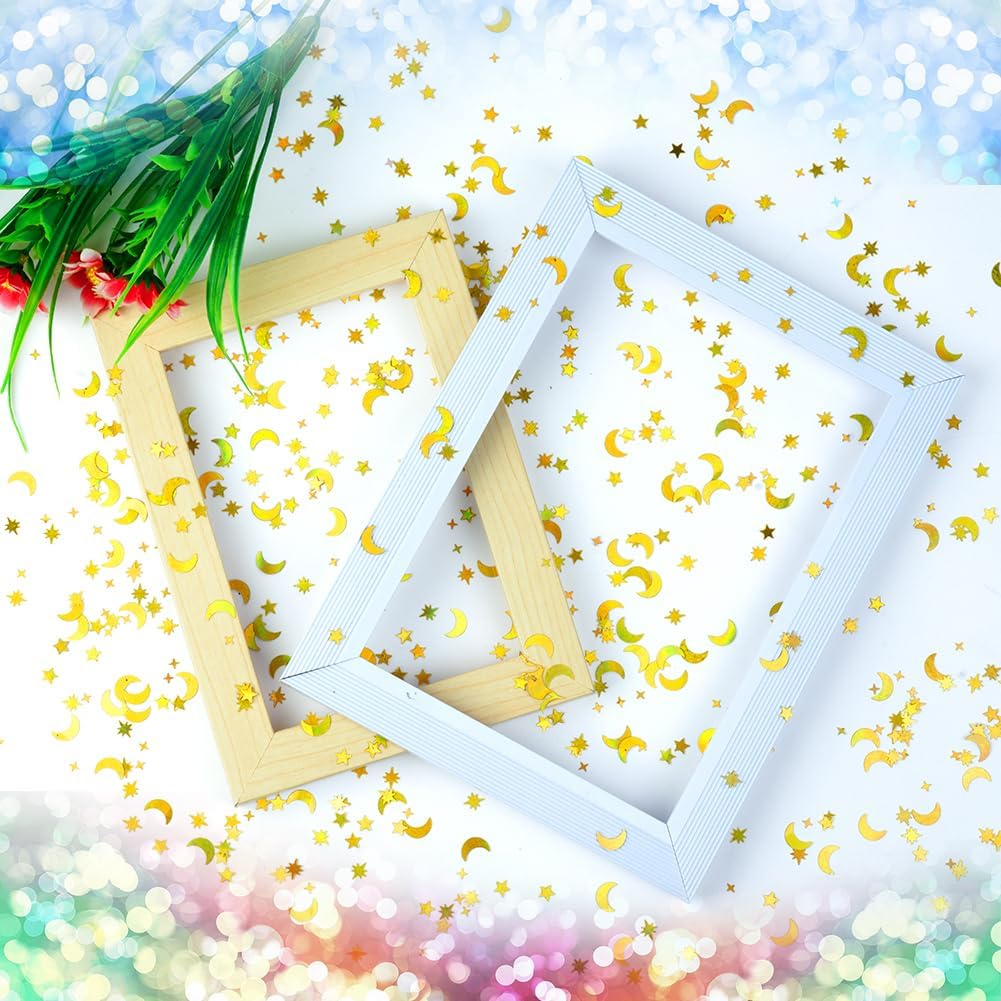 Detalle de HOTUT Confettis Étoilé Lune, 45 g – Or, Confettis étoiles et lunes pour décorations festives