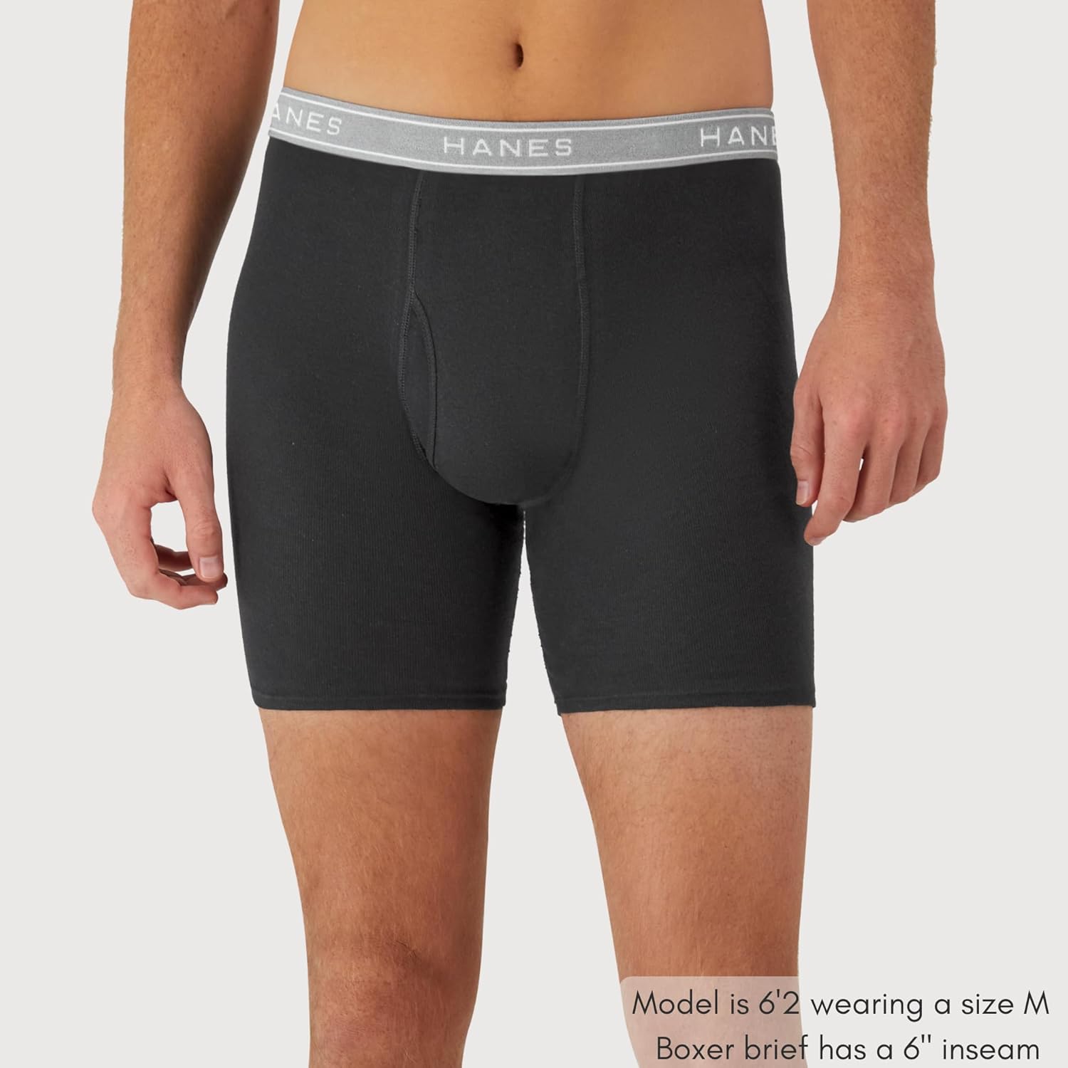 Detalle de Hanes Men's Boxer Briefs Pack: Cool, breathable cotton moisture-wicking with no ride up