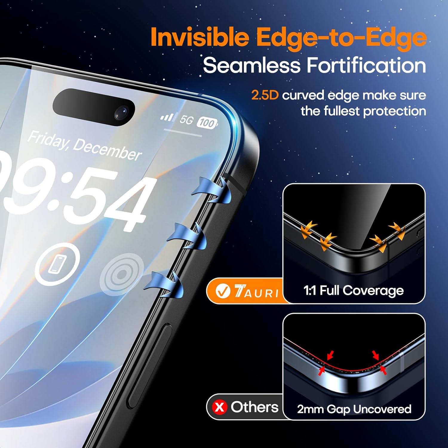 Thumbnail 4 de TAURI iPhone 17 Screen Protector | 2 Pack 9H+ Tempered Glass with Dust-Free Install Tool