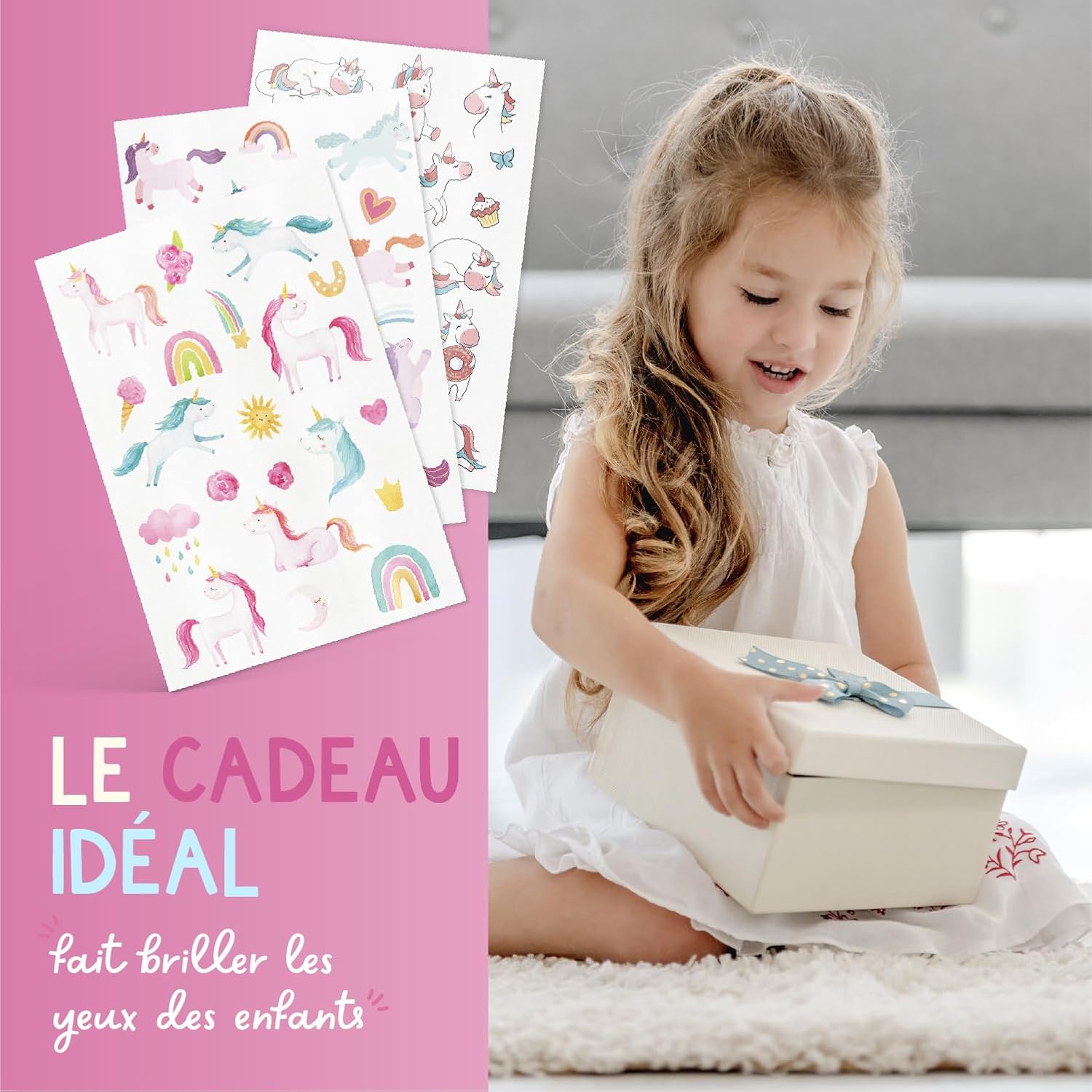 Thumbnail 5 de Famifidus 120 tatouages temporaires pour enfant (peau respectée) – motifs éphémères, application à l’eau