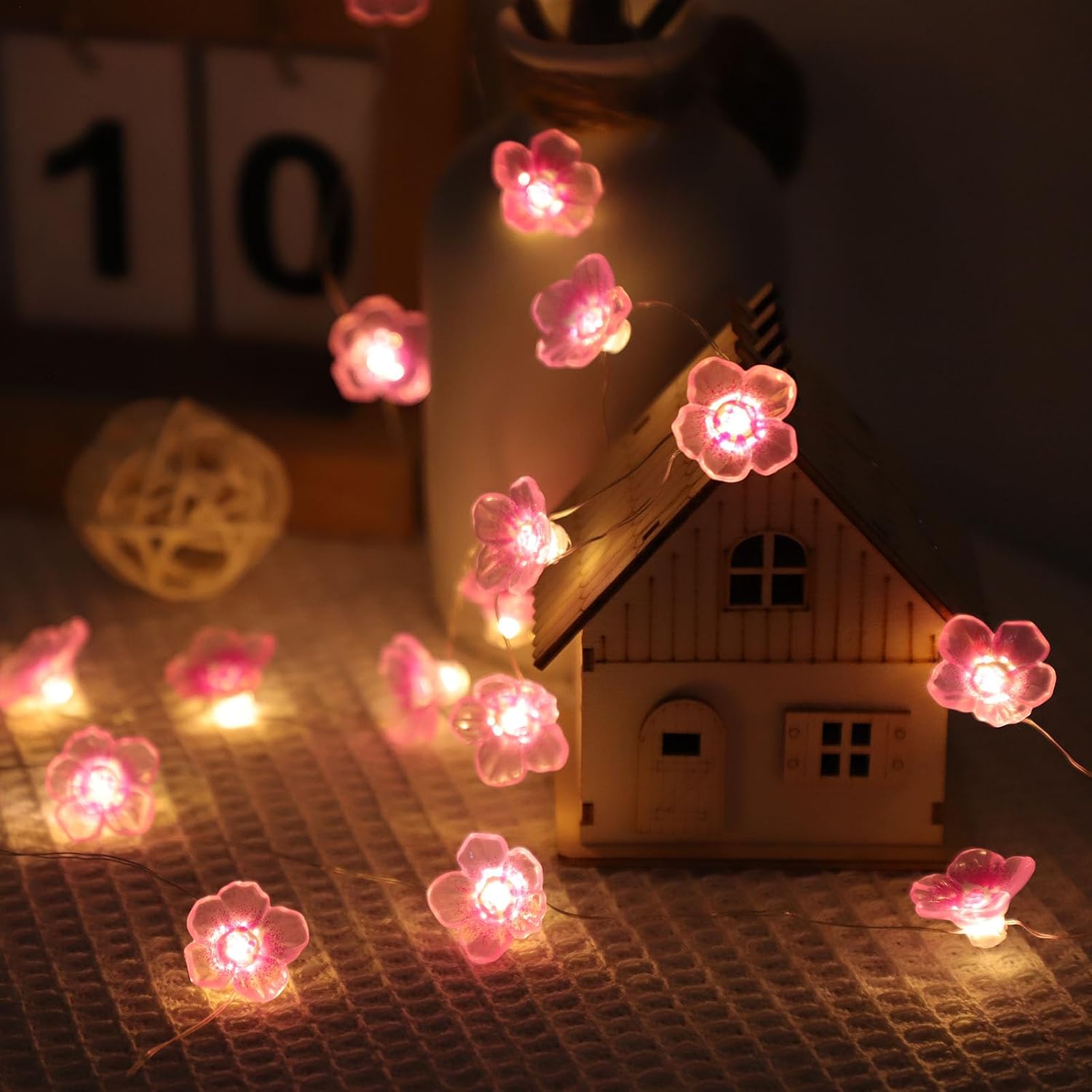 Detalle de LED-Lichterkette Blumen mit Timer – 2 m, 20 LEDs, batteriebetrieben