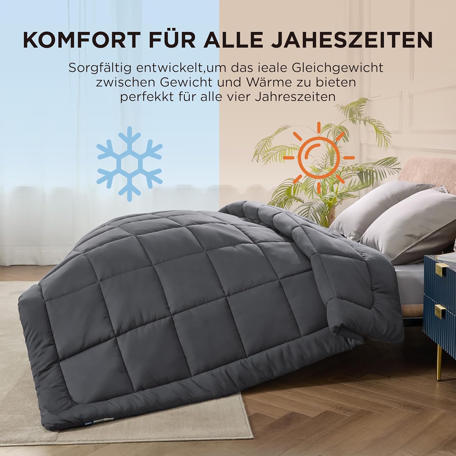 Thumbnail 4 de BEDSURE Bettdecke ohne Bezug 200x200 (Ganzjahresdecke) – 300 g/m², für Allergiker, grau