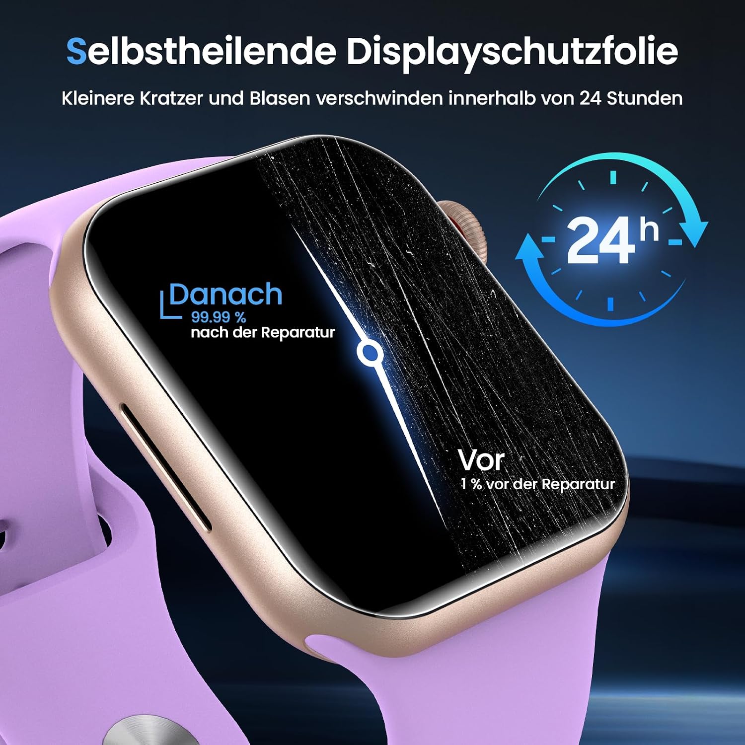 Detalle de UniqueMe Displayschutzfolie 42 mm für Apple Watch Series 11/10 – 360° Schutz mit Installationswerkzeug