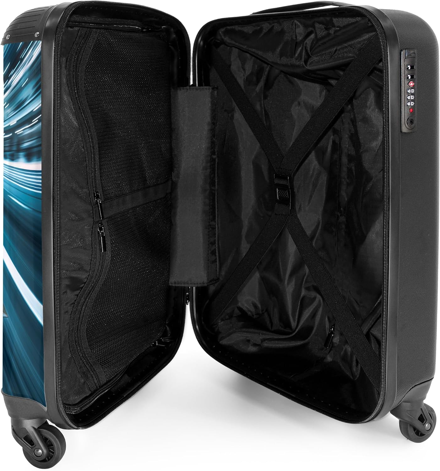 Detalle 2 de NoBoringSuitcases.com Valigia Bambini Auto da Corsa Ciano-Blu 55x40x20 cm