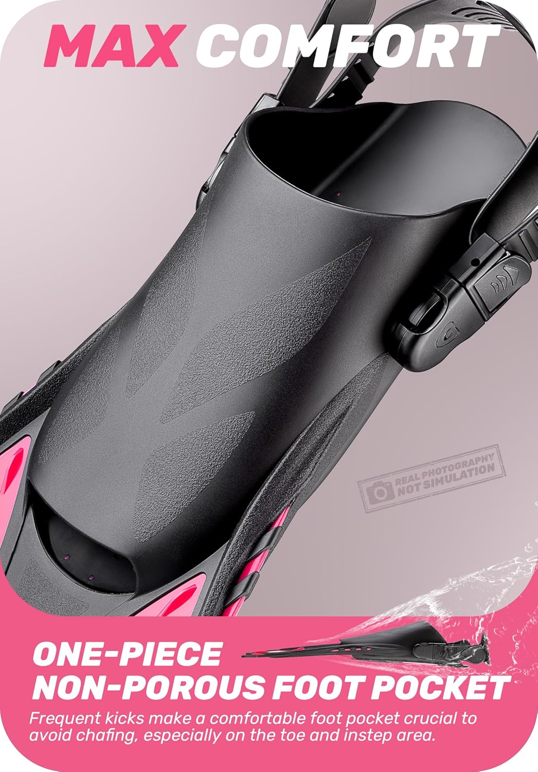 Detalle de CAPAS Snorkel Fins Travel Size Short Adjustable Open Heel Swimming Fins