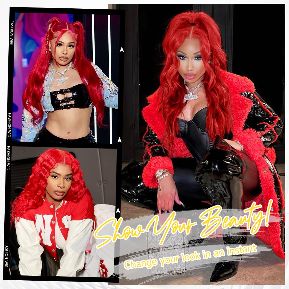 Detalle 2 de mululi 30 Inch Red Wig Red Wig ๐โ