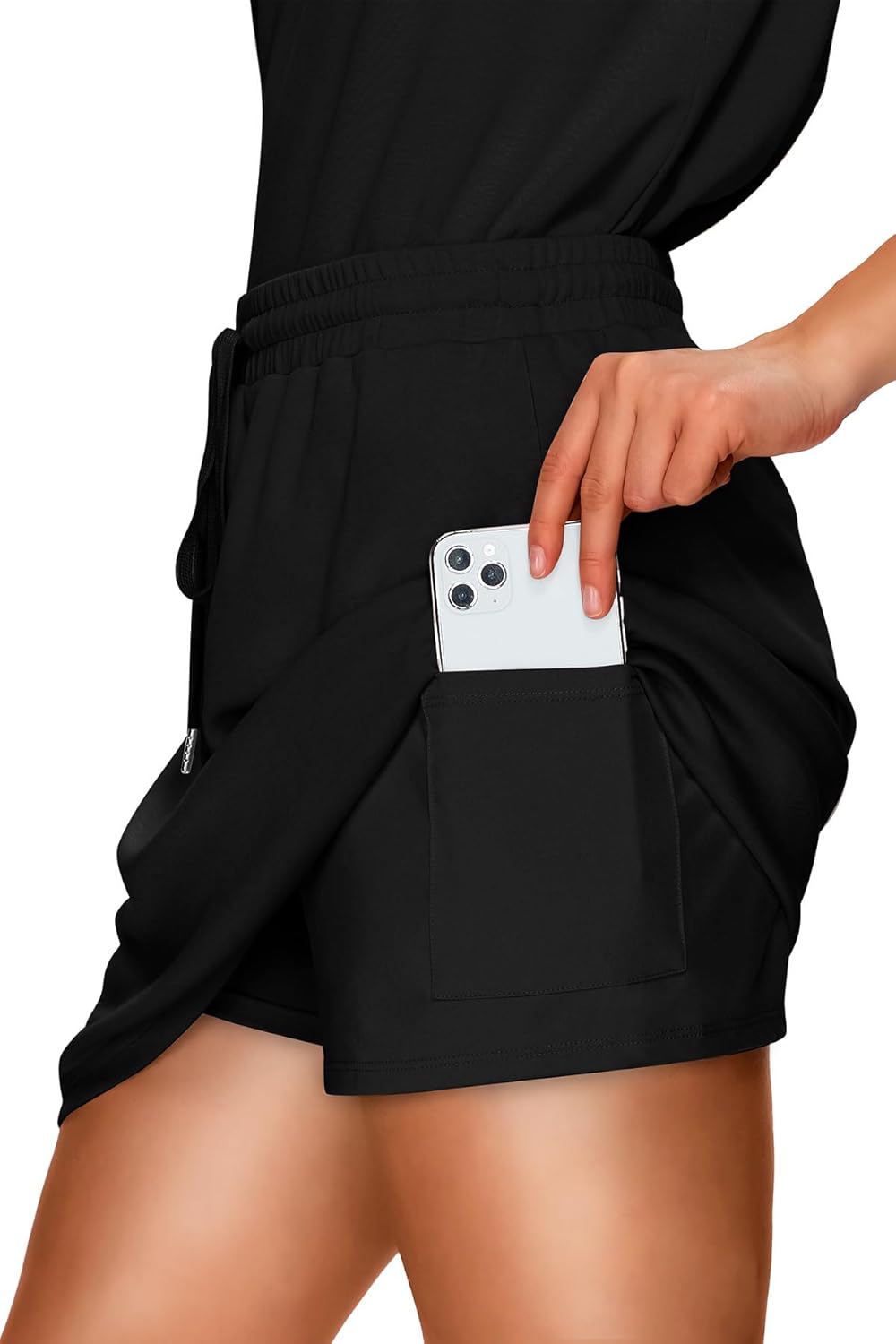Thumbnail 3 de WIHOLL Two-Piece Skirt Set for Women: Cap Sleeve V-Neck Top + Tennis Skirt with Built-In Shorts (XS–2XL)
