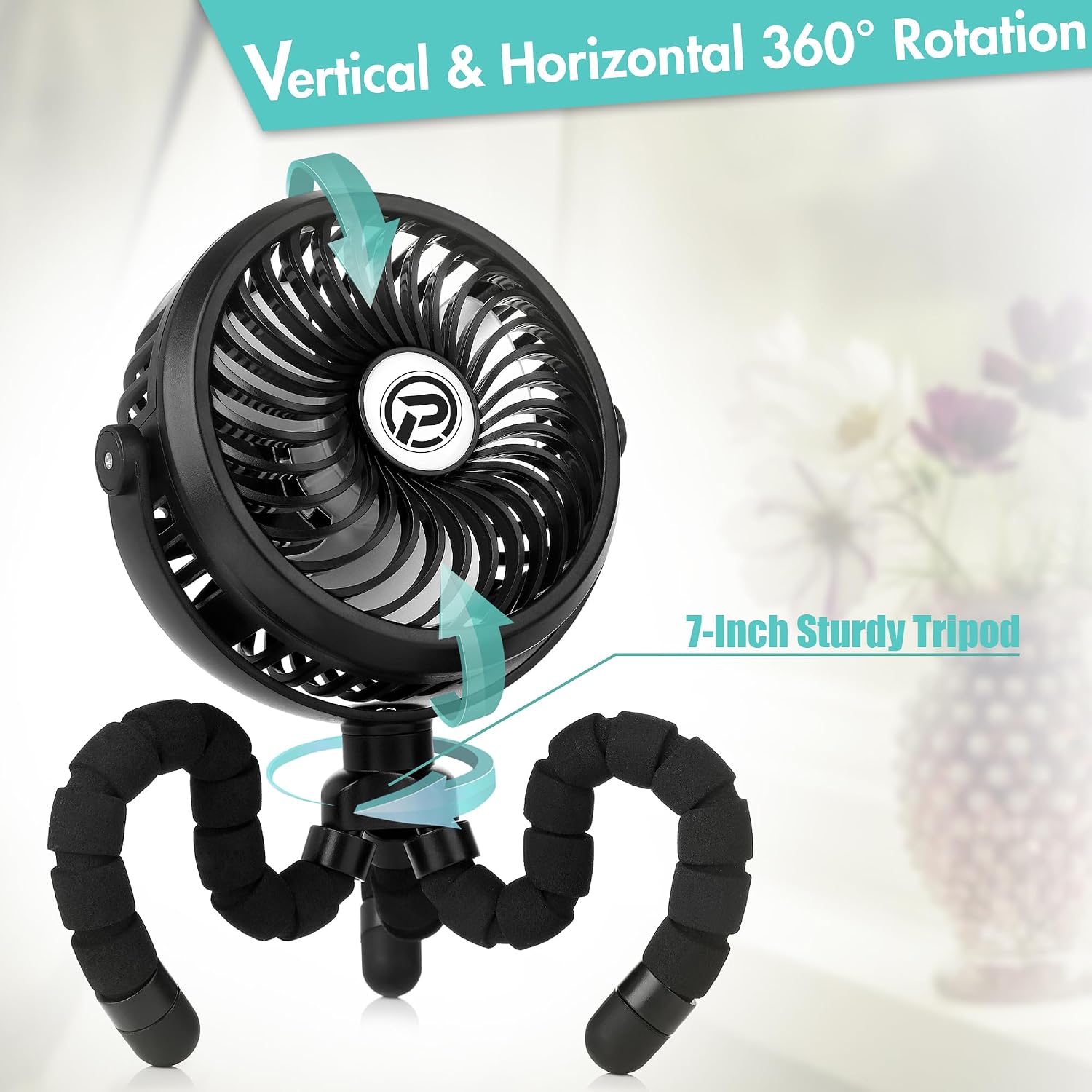 Detalle de Winique Kinderwagen Ventilator Leise Handventilator mit 3 Geschwindigkeiten und 360° Rotation