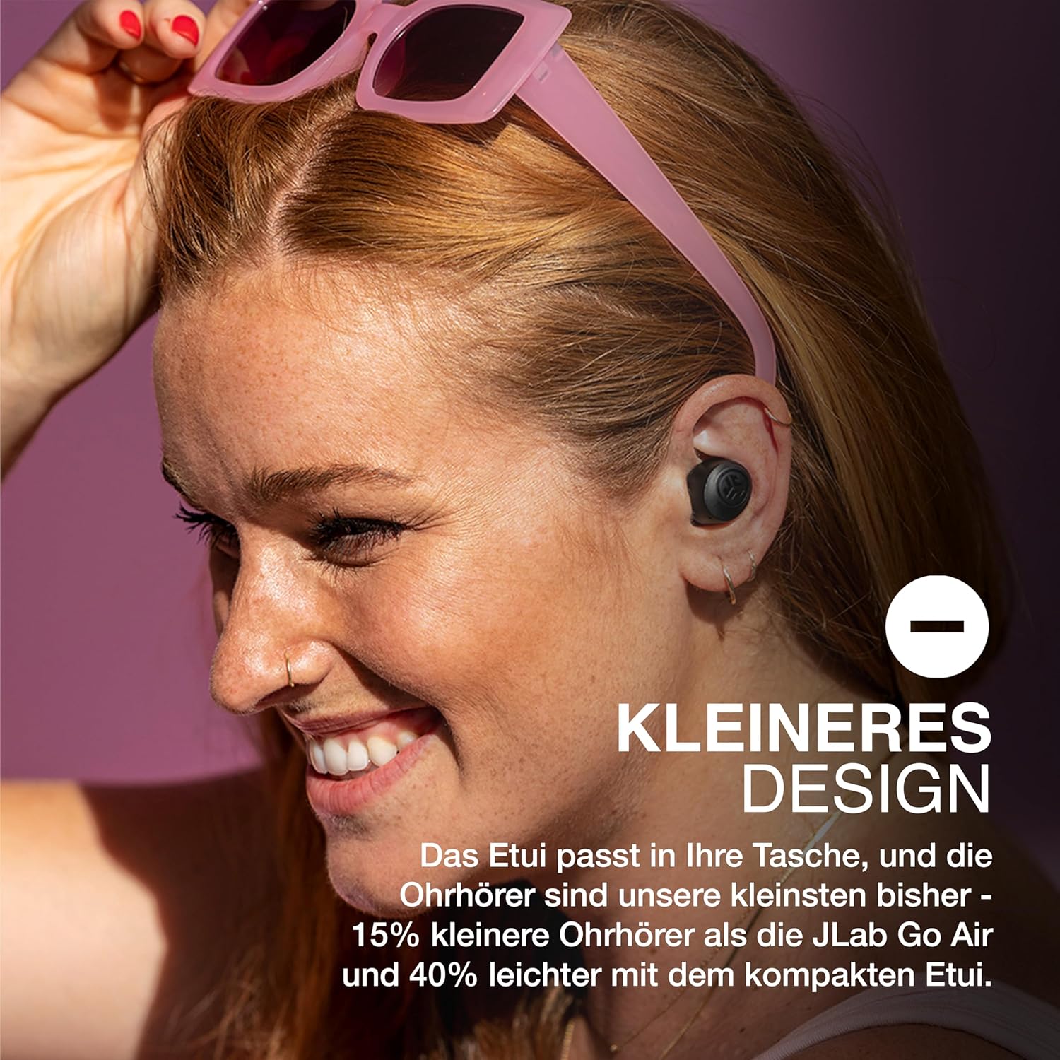 Thumbnail 1 de JLab Go Air Pop+ True Wireless In-Ear Kopfhörer mit Bluetooth, Dual Connect & Mikrofon (Dunkelrosa)