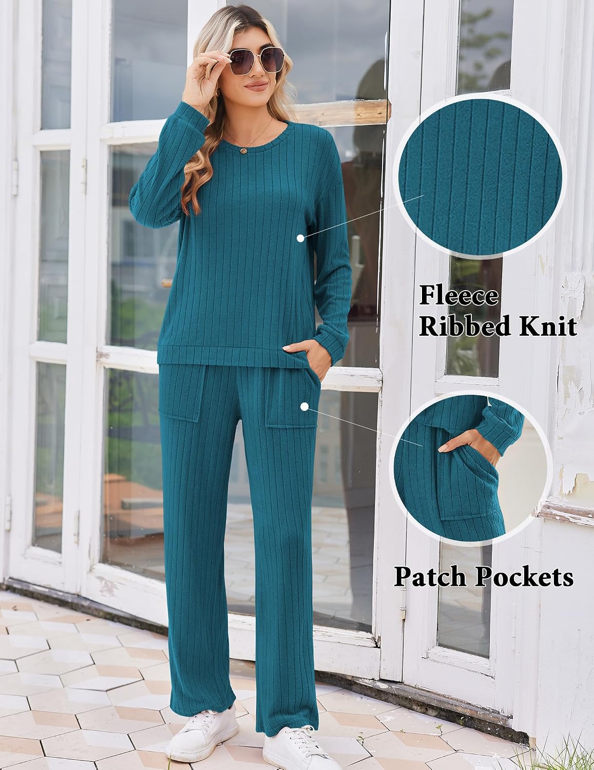 Detalle 2 de Ekouaer Ribbed Knit Pajama Set