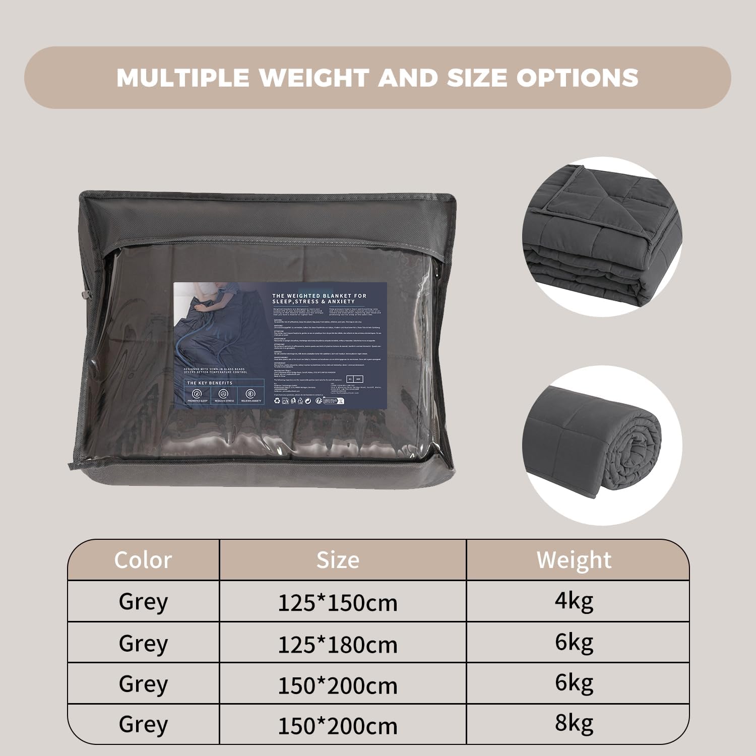 Thumbnail 4 de Good Nite Couverture lestée adulte grise 6 kg, 125 x 180 cm