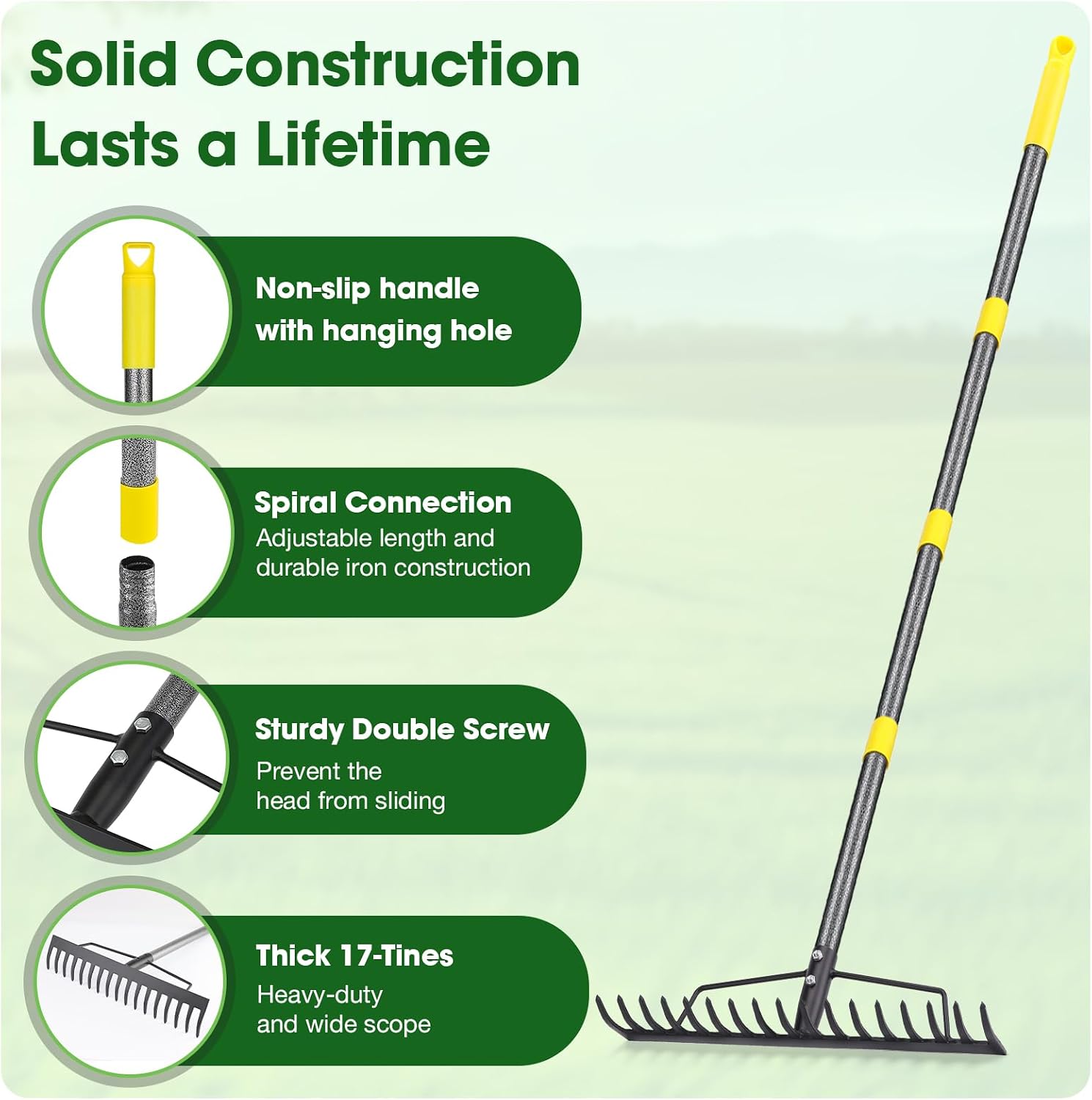 Thumbnail 4 de Bow Rake with 17 Steel Tines