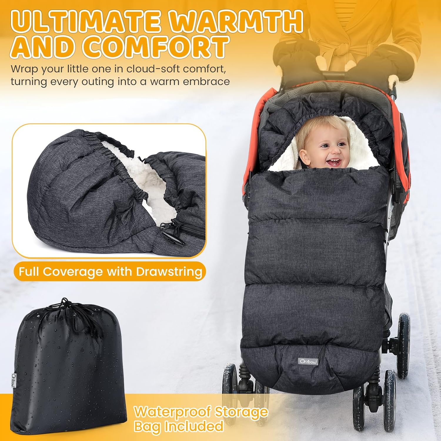 Detalle 2 de Orzbow Fußsack Kinderwagen Winter dunkelgrau