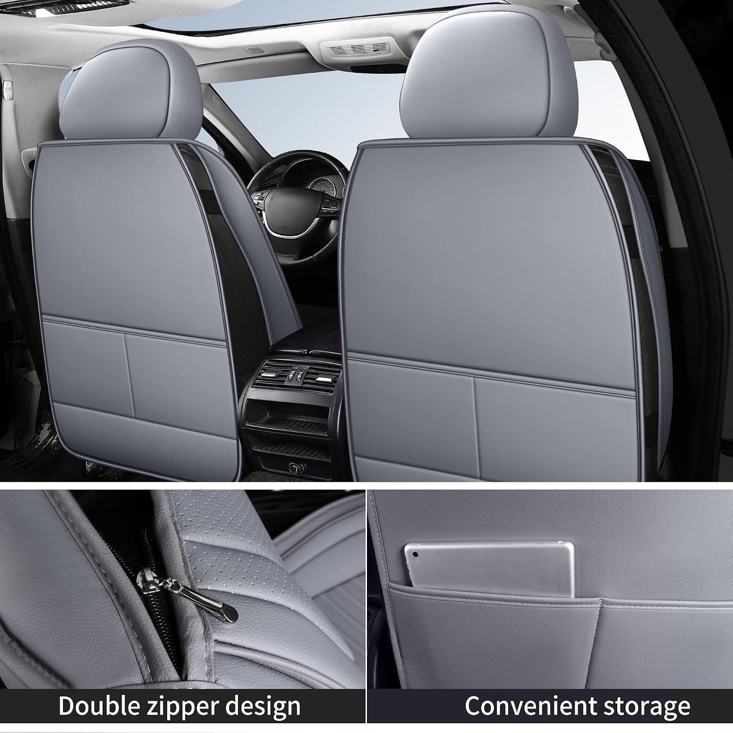 Detalle de HChengkikz Nappa Leather Seat Covers, 2-Pack