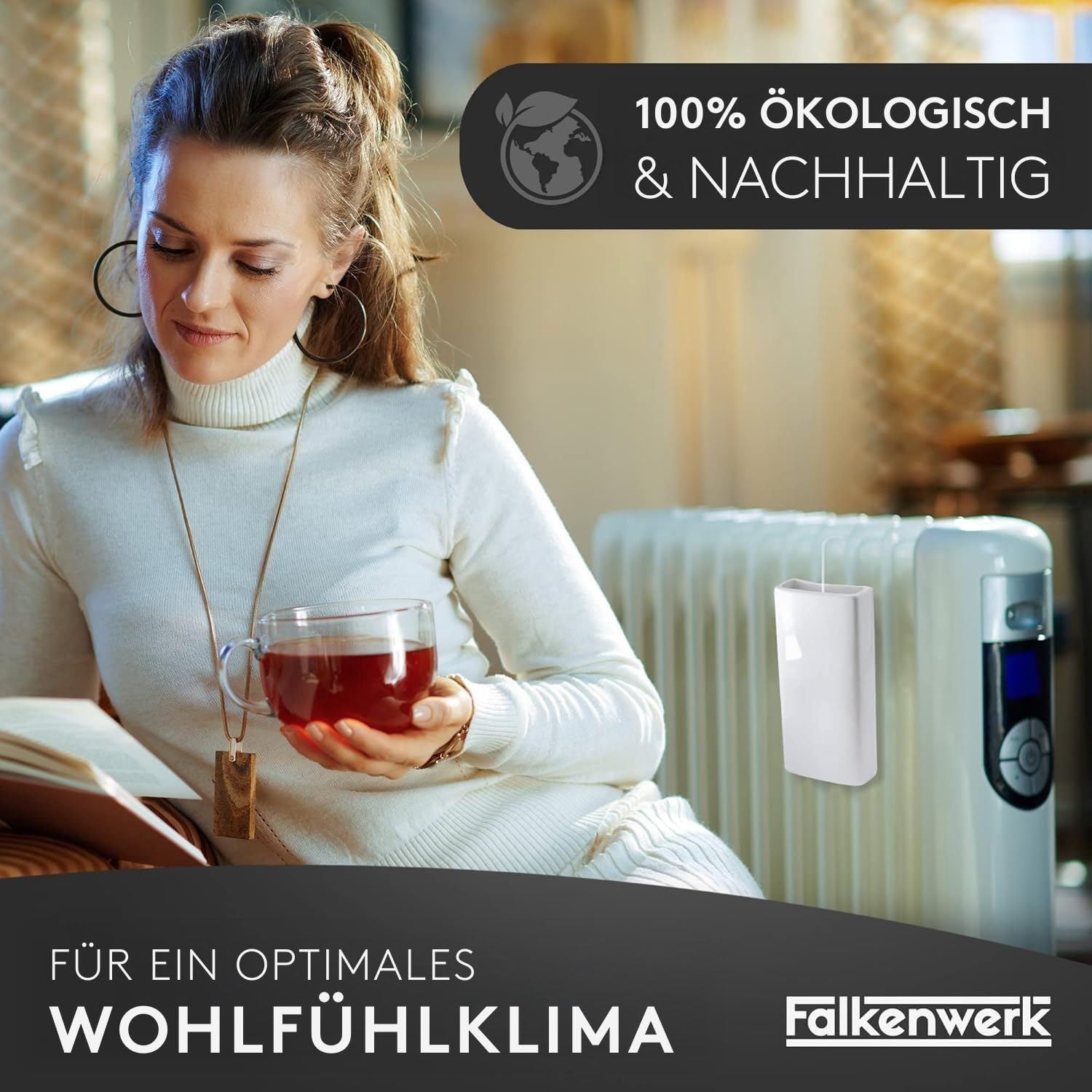 Thumbnail 5 de FALKENWERK universelle Keramik-Heizkörper-Luftbefeuchter (3 Stück) mit flexiblem Aufhängehaken – ohne Strom, passend für alle Heizungen