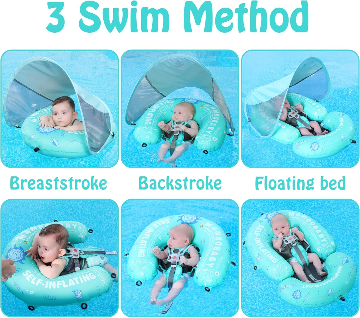Thumbnail 1 de HECCEI Mambobaby Baby Pool Floats Hammock with Canopy – Portable Self-Inflating Water Hammock for Baby (UPF50+)