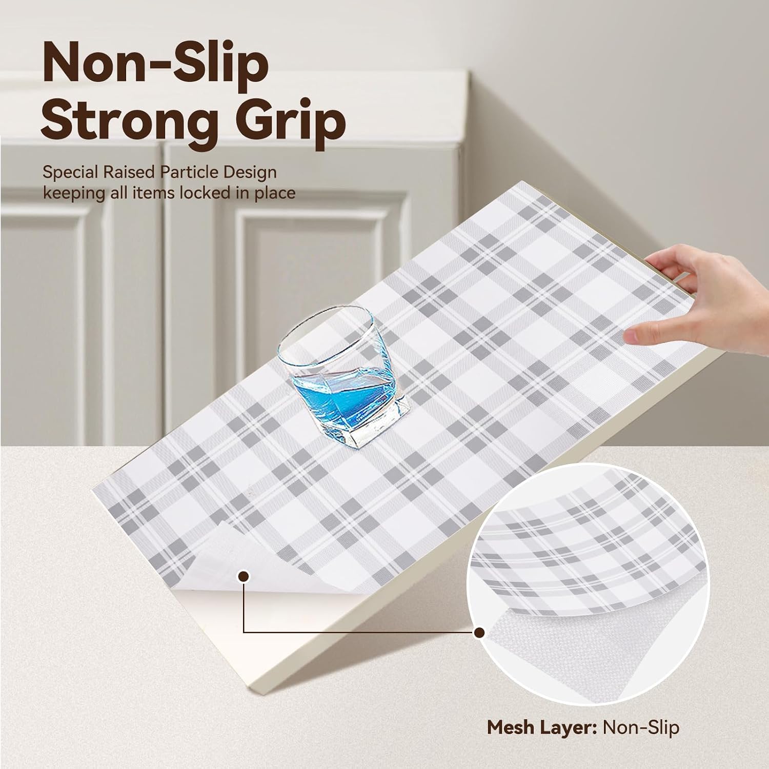 Detalle 2 de Drawer Shelf Liner for Kitchen Cabinets (Grey, 12 in x 10 ft)