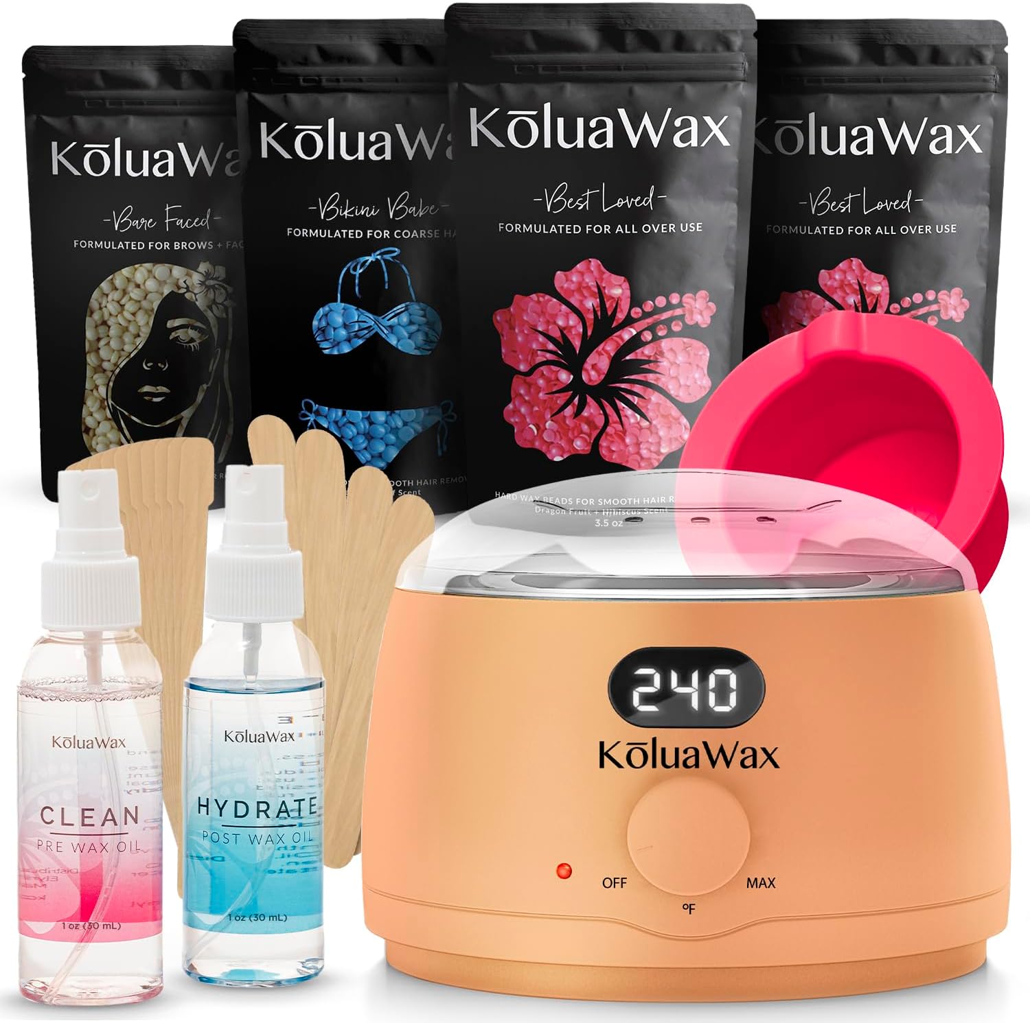 Detalle 1 de KoluaWax Waxing Kit with Digital Hard Wax Warmer and Silicone Bowl