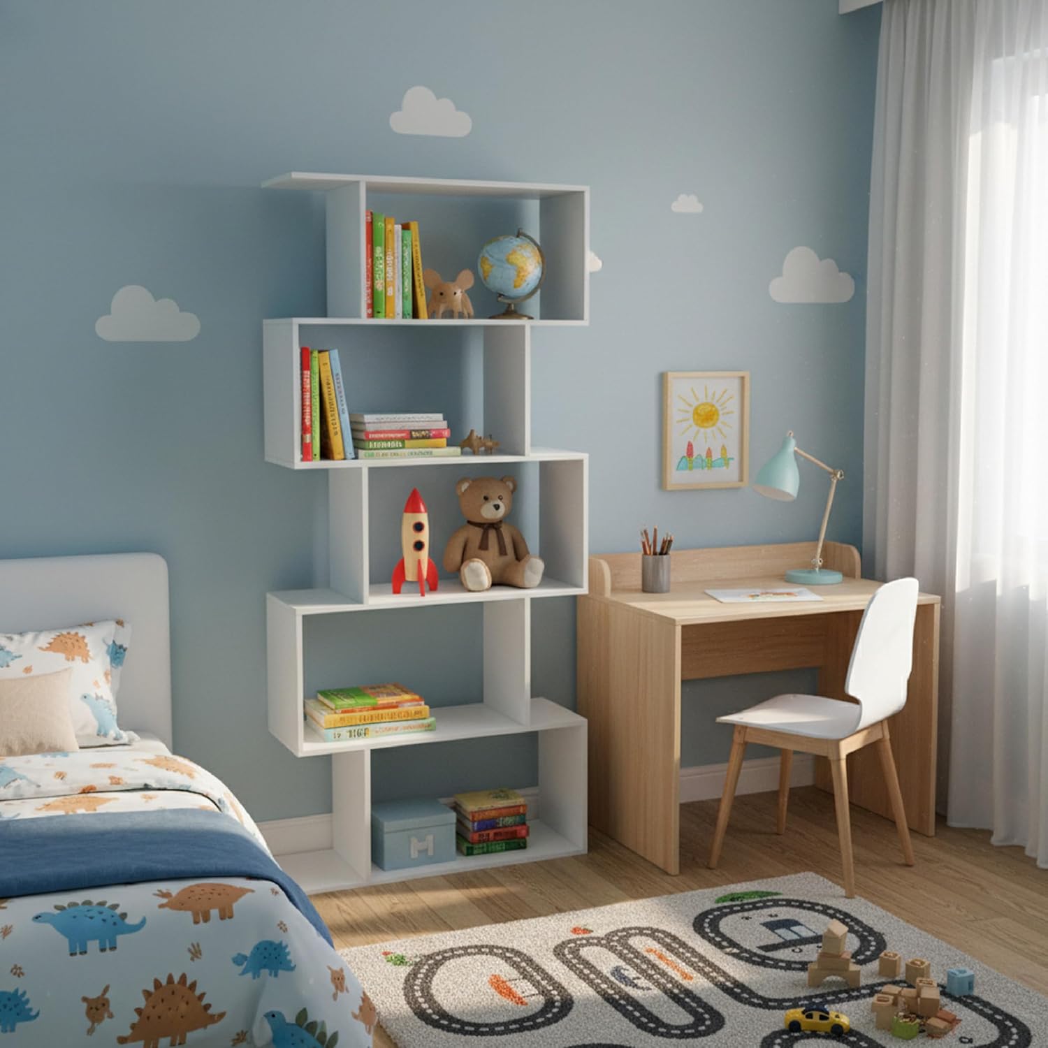 Thumbnail 5 de Baroni Home Libreria verticale in zig zag 24x70x159 cm con 5 ripiani bianco