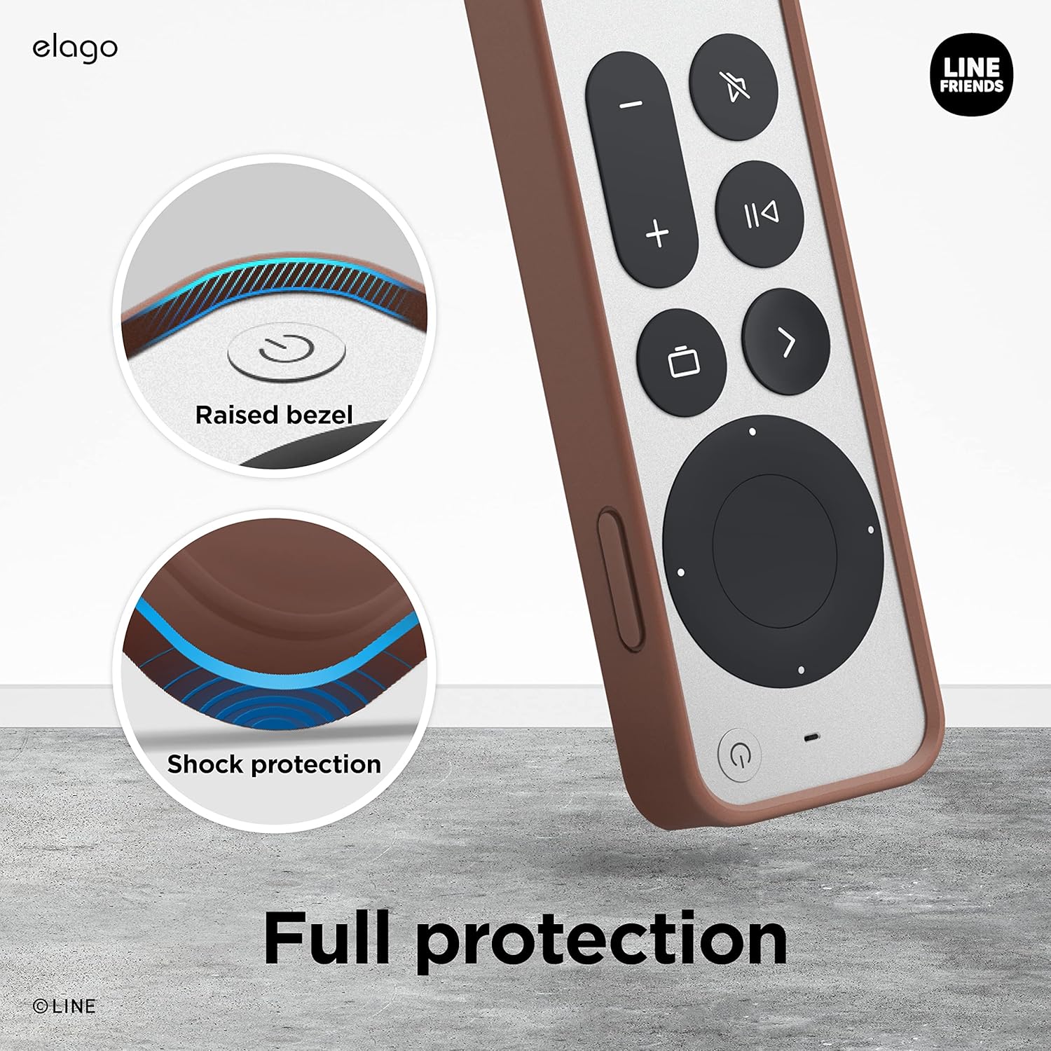 Thumbnail 5 de elago Coque Slim LINE Friends pour Apple TV 4K Siri Remote (3e gen 2022 & 2e gen 2021) – Silicone Brown