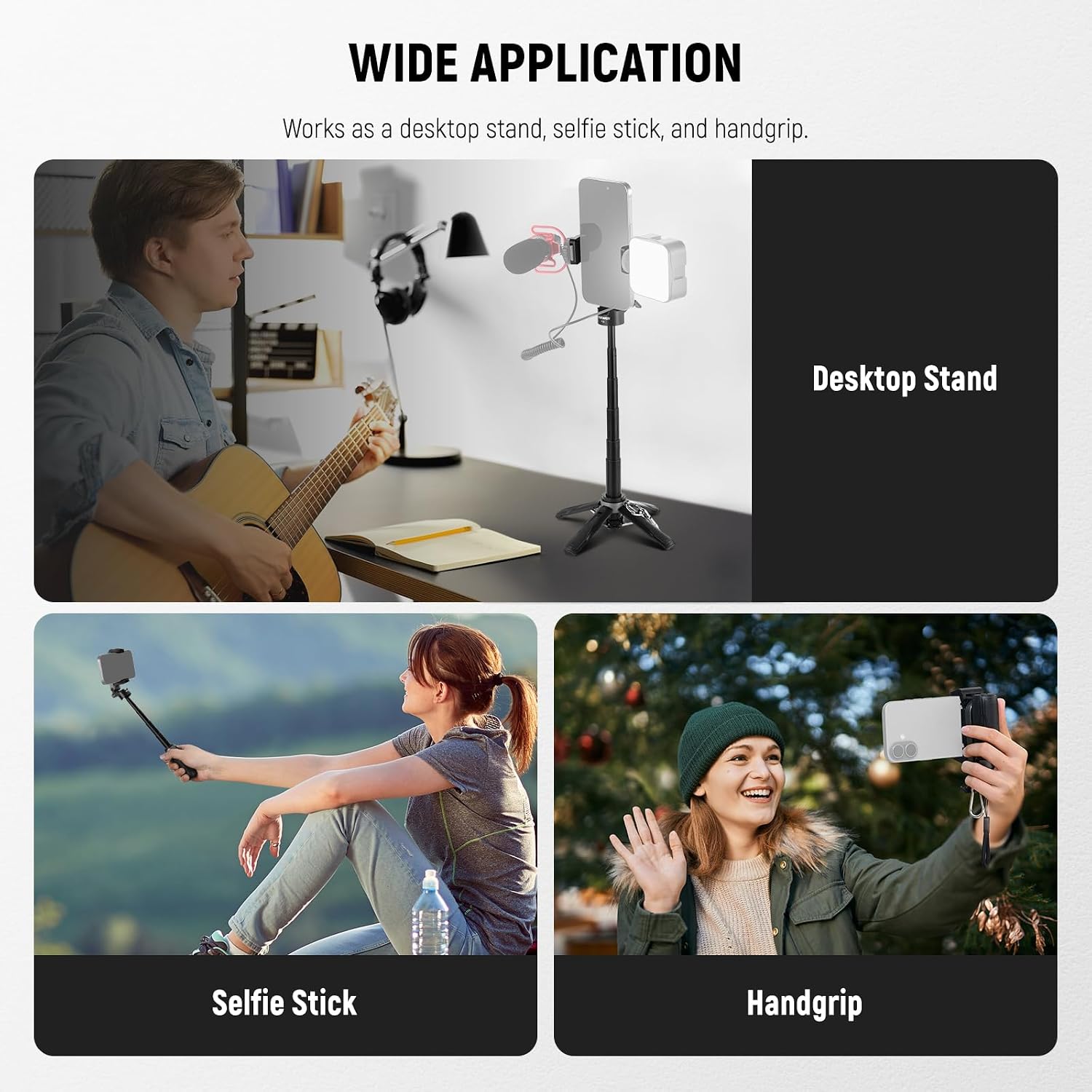 Detalle de NEEWER Perche à Selfie 3 en 1 avec Déclencheur Bluetooth Amovible – Mini Trépied léger pour iPhone