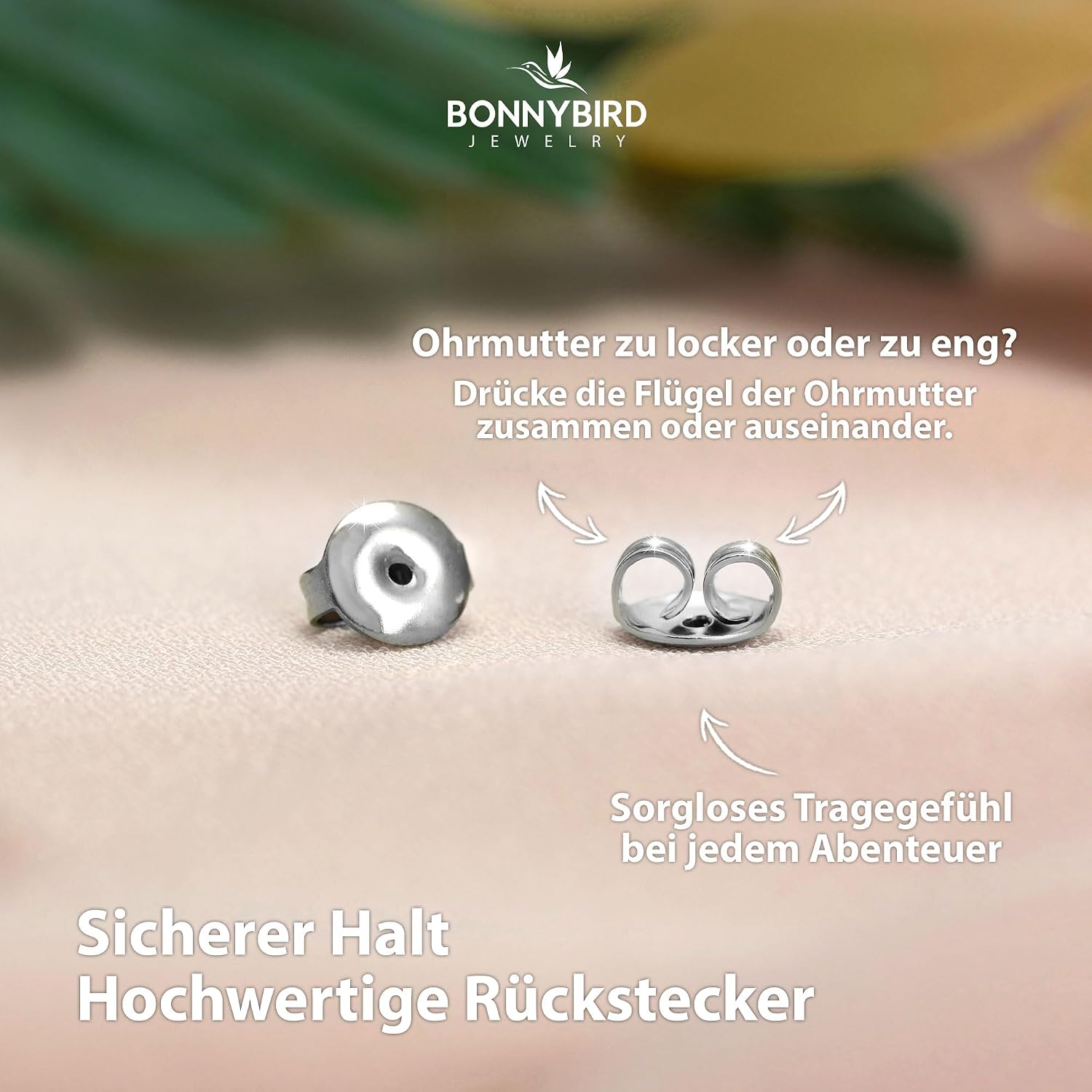 Detalle de BONNYBIRD BonnyHoop Wasserfeste Edelstahl Creolen 45 mm – Silber & Gold