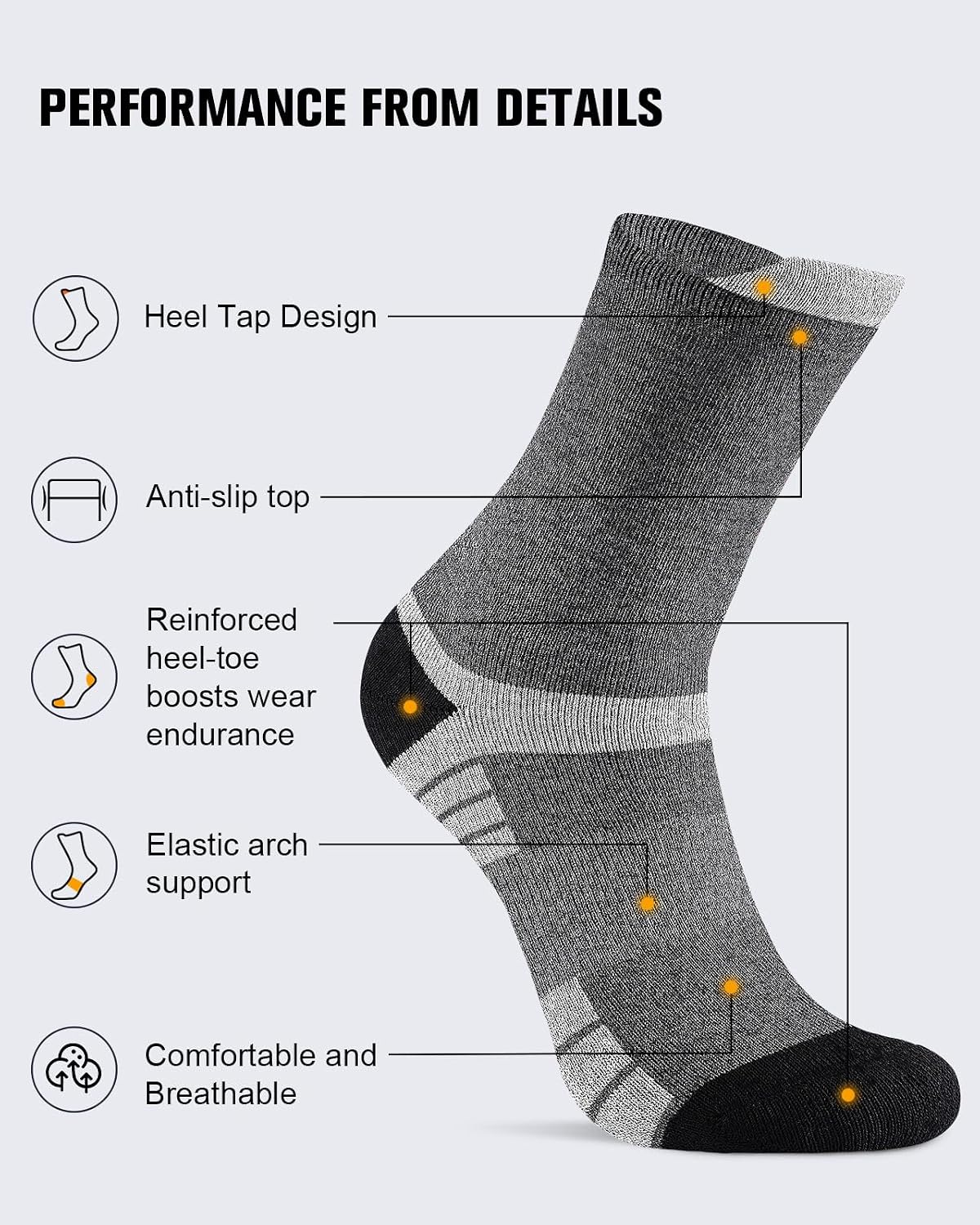 Detalle de Niorasen Men's Crew Socks, 78.6% Cotton