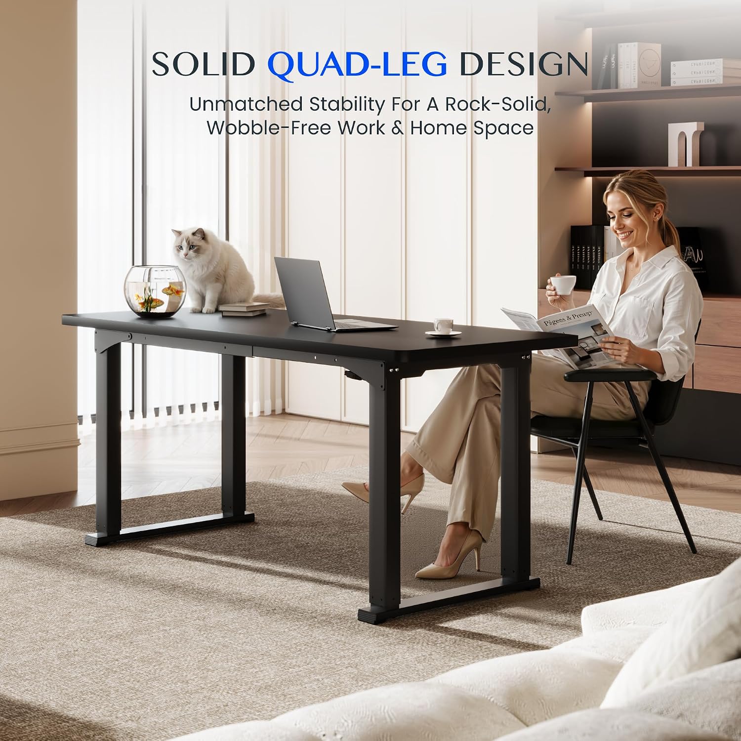 Detalle de FLEXISPOT E1Q-Basic Electric Standing Desk Frame, 4-Leg, Dual Motor