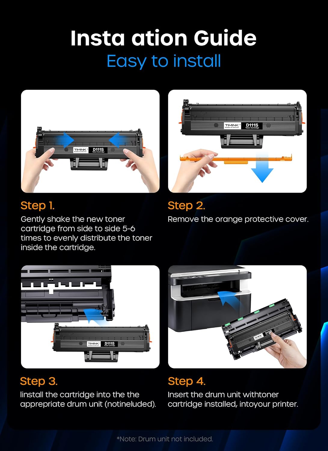 Thumbnail 4 de Timink D111L / D111S compatible toner cartridges for Samsung Xpress (Black) — for M2020 / M2026 / M2070 series
